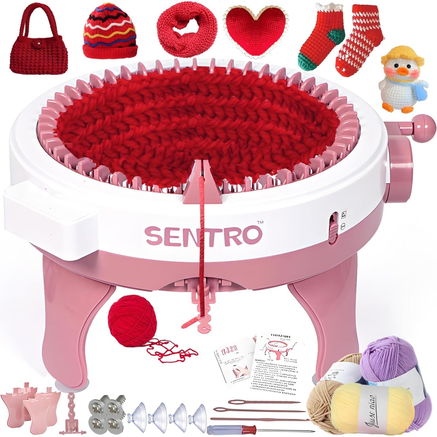 PKYOHYI Sentro Knitting Machine, Sentro 40 Needles Knitting Machine Automatic Circular Weaving Spinning Knitting Loom Machine Kit for Adults and Beginners for Scarf, Hats, Sweater, Kintting Toys
