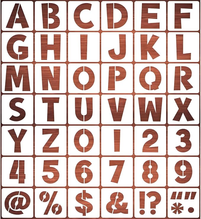 REOLAN 5 Inch Letter Stencils for Painting - 42 Pack Alphabet Letter and Number Stencil Templates with Signs for Painting, Reusable Letters Numbers Stencils for Chalkboard Wood Crafts & Wall Decor