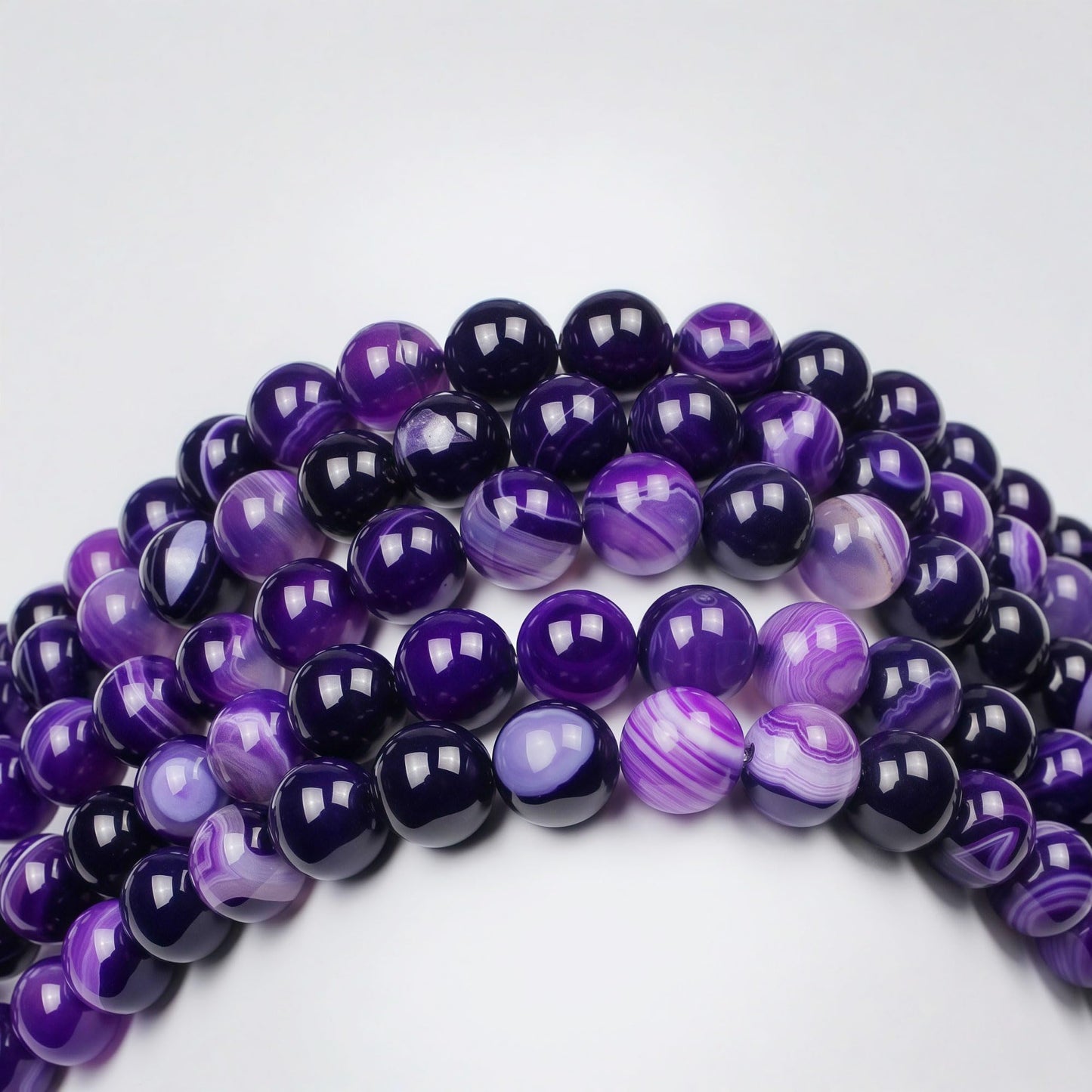 MJDCB Natural Stone Beads Purple Striped Agate Round Loose Beads for Jewelry Making DIY Bracelet Necklace (6mm)