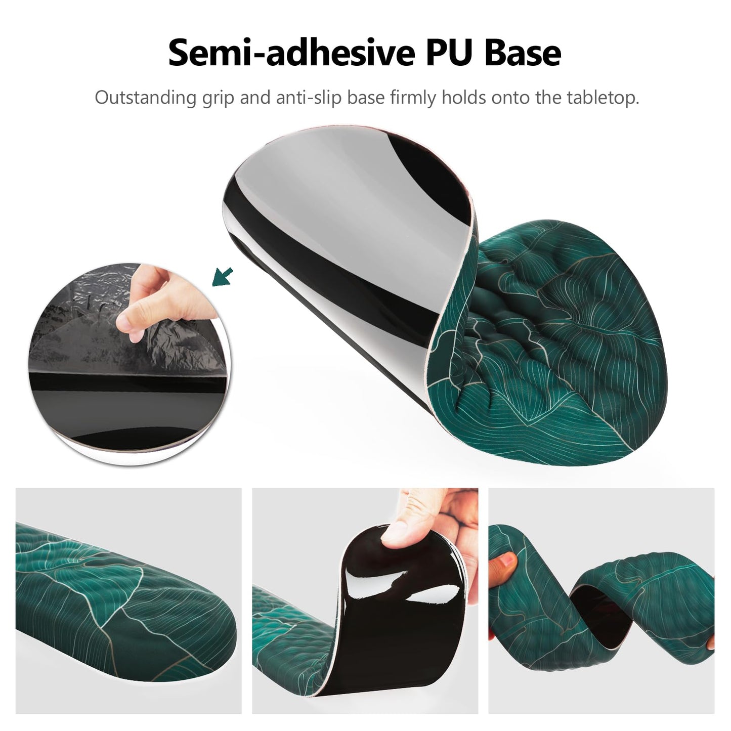 Mouse Pad Wrist Support, Laokiiy 2 in1 Keyboard Wrist Rest+ Ergonomic Mouse Pad, Non-Slip Wrist Rest for Computer Keyboard, Made Easy Typing & Relieve Wrist Pain（Banana Leaf Green）
