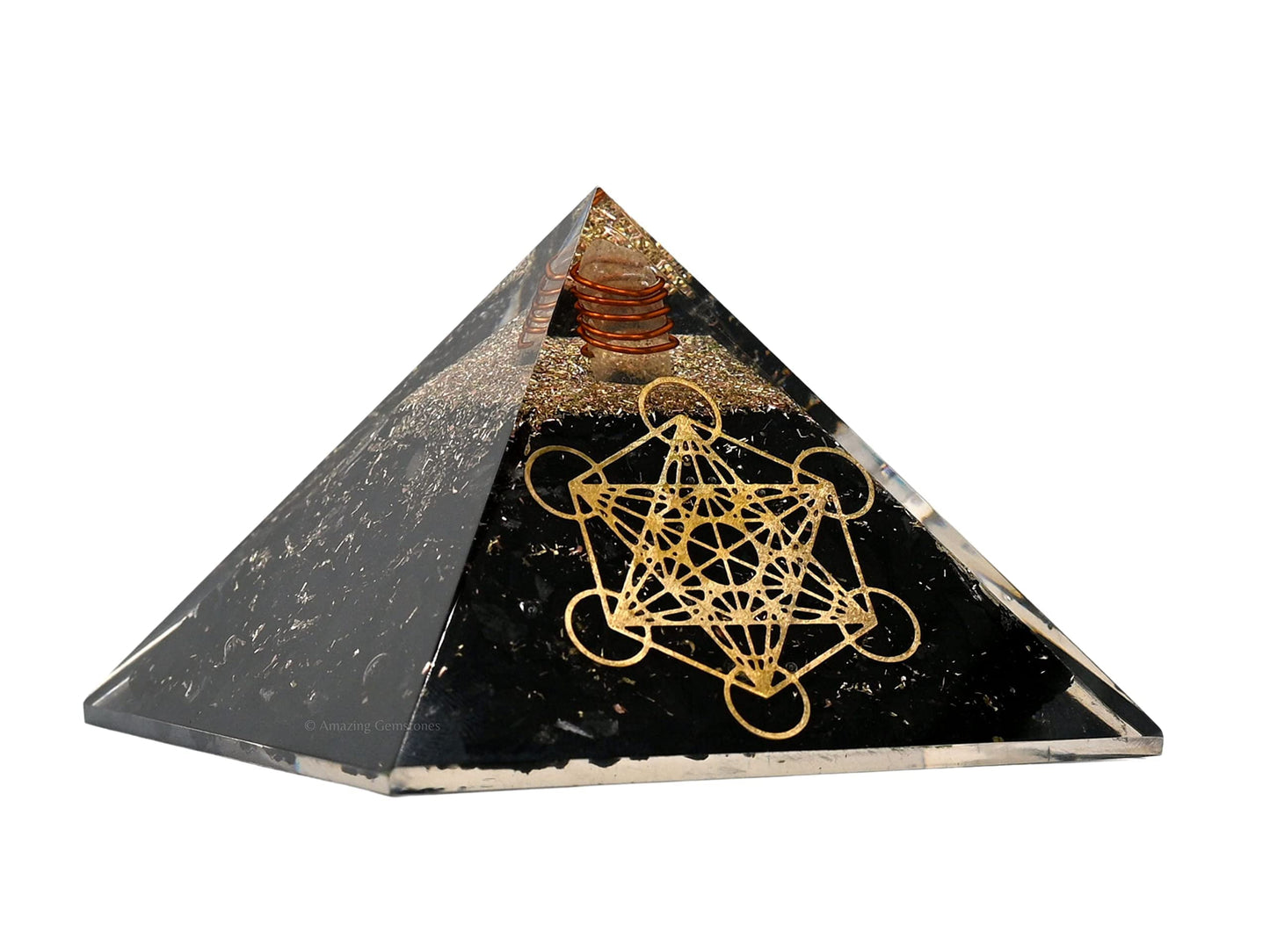 Amazing Gemstone Large Black Tourmaline Stone Orgone Pyramid Crystal, Metatron Cube, Positive Energy Healing