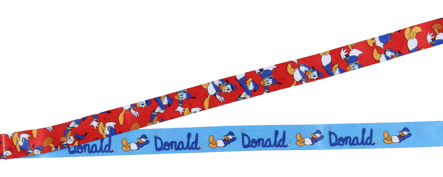 Disney Classic Donald Duck Reversible Lanyard with Clear ID Badge Holder and 2" Donald Rubber Charm
