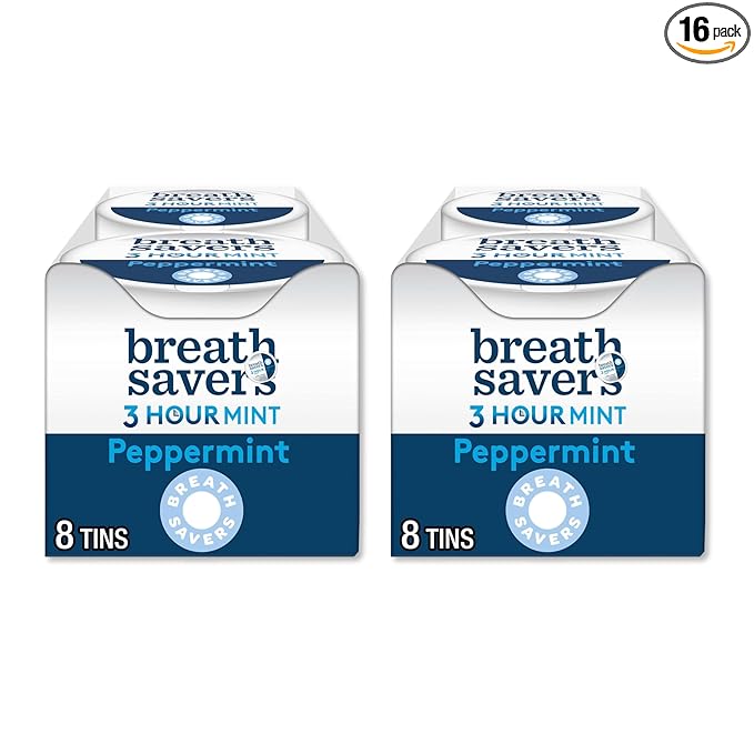 Peppermint Breath Mints Sugar Free 16 Pack (1.27 oz Each) – Freshening Tints for Travel, Office, On-the-Go