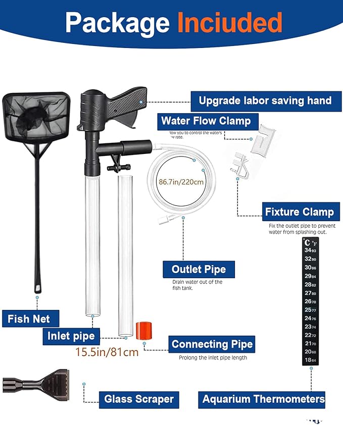QZQ Aquarium Gravel Cleaner Vacuum Fish Tank Cleaner Tools Kit