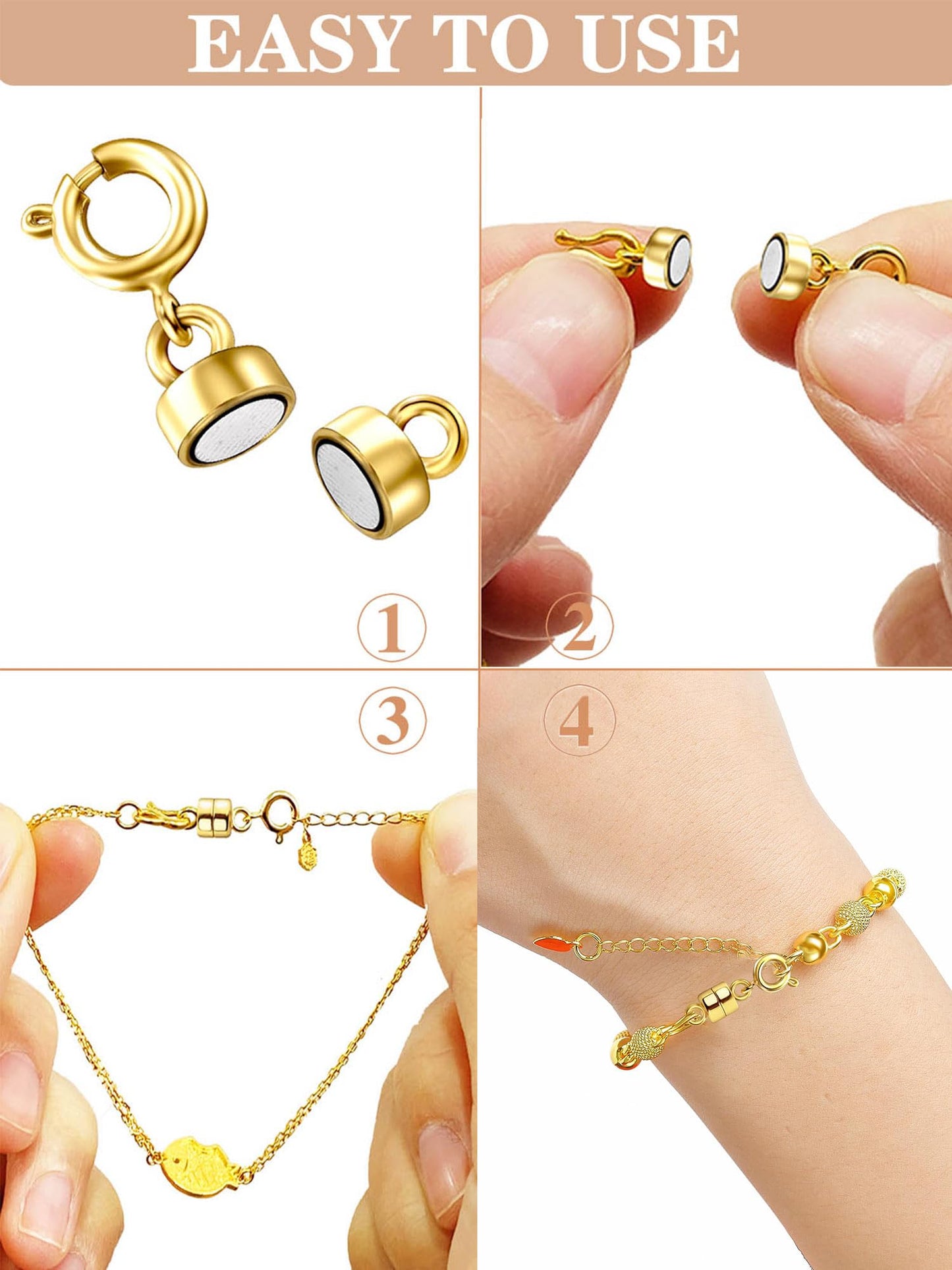 Dailyacc Magnetic Necklace Clasps and Closures - Safety 14 K Gold and Silver Jewelry Converters for Bracelets Chain Extender