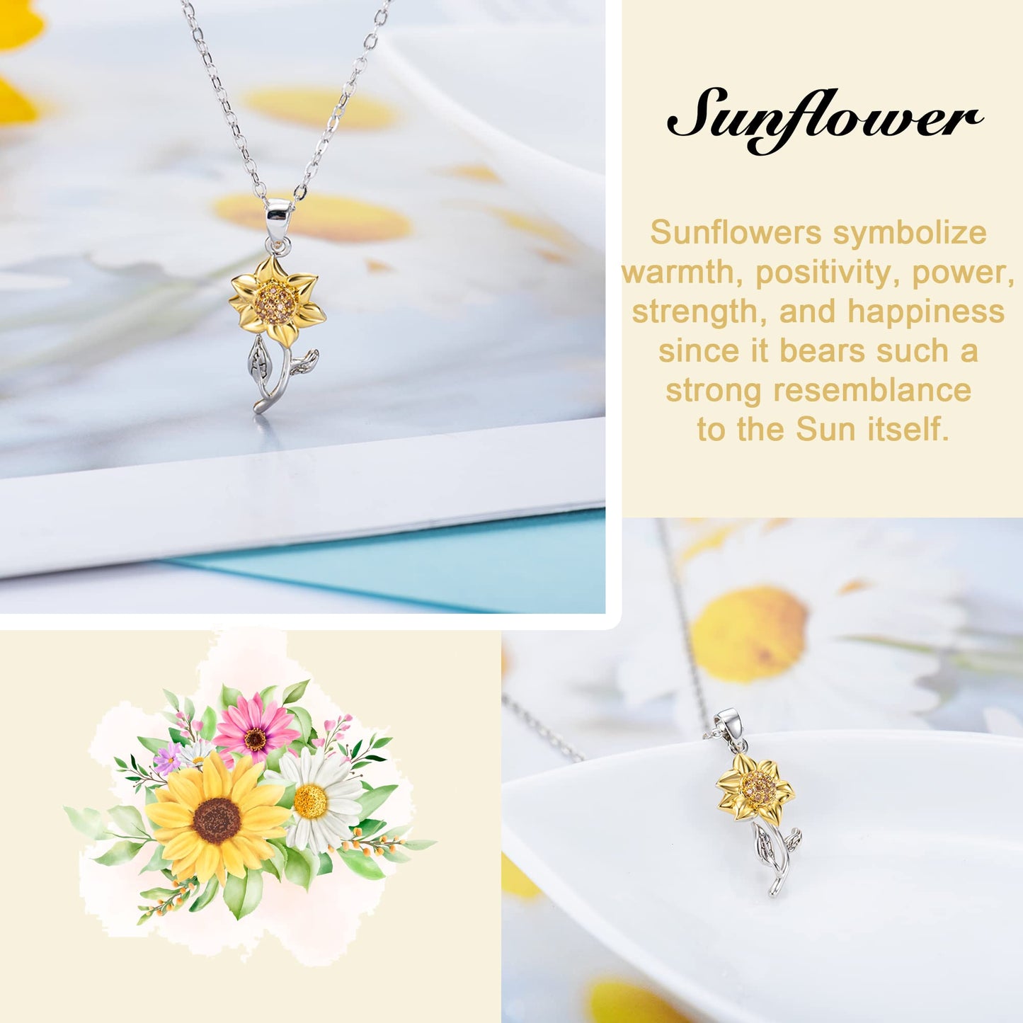 Tarsus Daughter Necklace, Daughter Gifts from Dad Sunflower Necklace Jewerly Present