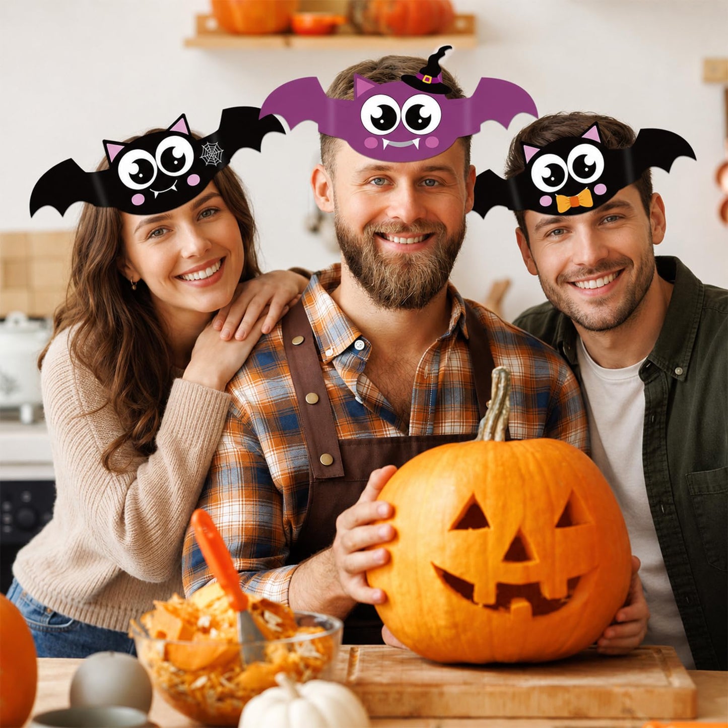 Qyeahkj 24 Sets Halloween Bat Paper Headband Crown Craft Kits Bat Theme Paper Crown Making Kit Easy DIY Art and Craft Crown Hats Halloween Party Supplies for Activities & Parties