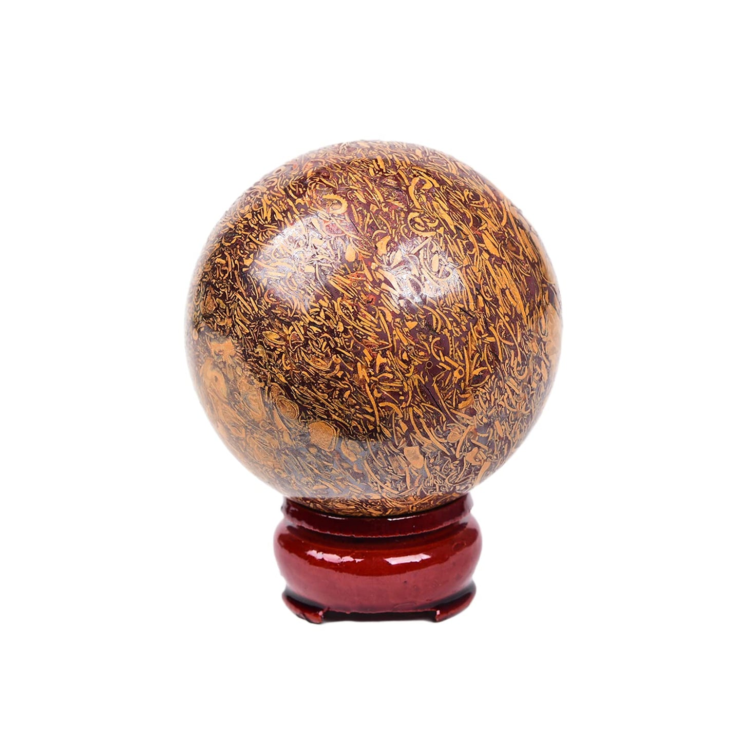 JIC Gem Reiki Healing Crystals Sphere Ball Natural Golden Silk Jade Gemstone with Decorative Stand Home Decoration (50-60mm)