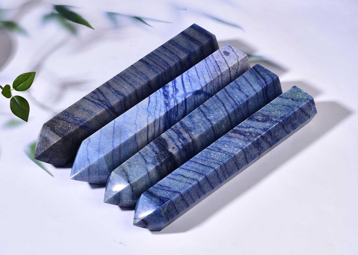 AMOYSTONE Extra Large Healing Crystal Obelisk Tower Blue Aventurine Point Wand Crystal Decor Reiki 2.2-2.6 LBS