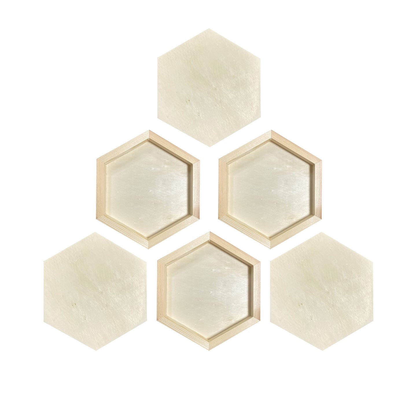 Hexagon Wood Canvas for Crafts, Framed Wooden Panel Boards for Painting (8x9 in,6 Pack)