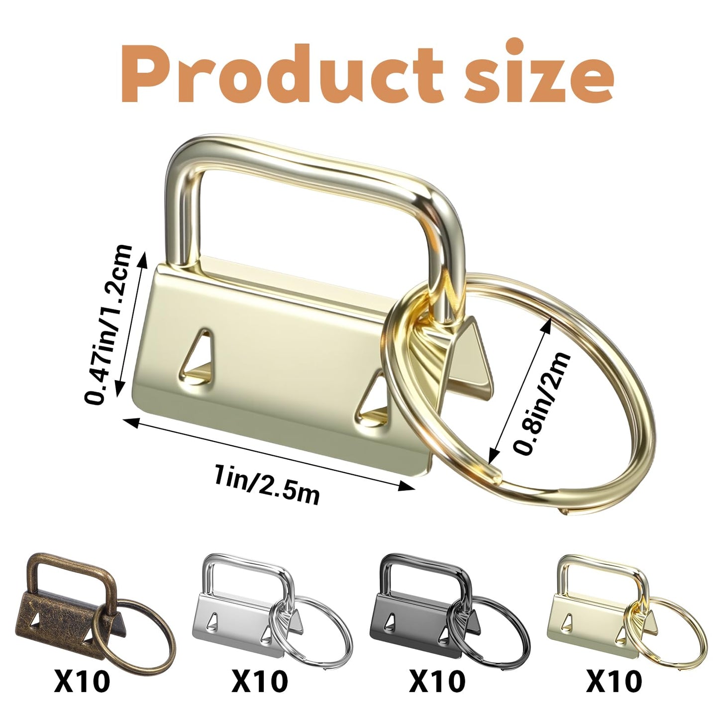 Kifmurase 40 PCS Key Fob Hardware 1 Inch Keychain Hardware Set with Split Ring for Keychain Wristlet, Lanyard, Crafts DIY Supplies for Gift(4 Colors)