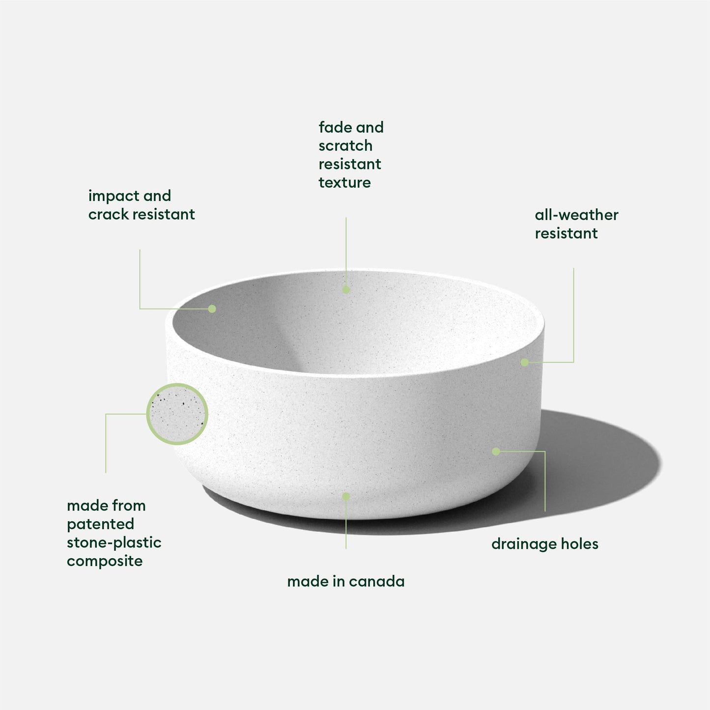 Veradek Mason Series Kona Bowl Planter - Round Planter for Indoor or Outdoor Tabletop/Balcony | Durable Plastic-Stone Composite Material | Modern Décor for Flowers, Succulents, Small Plants