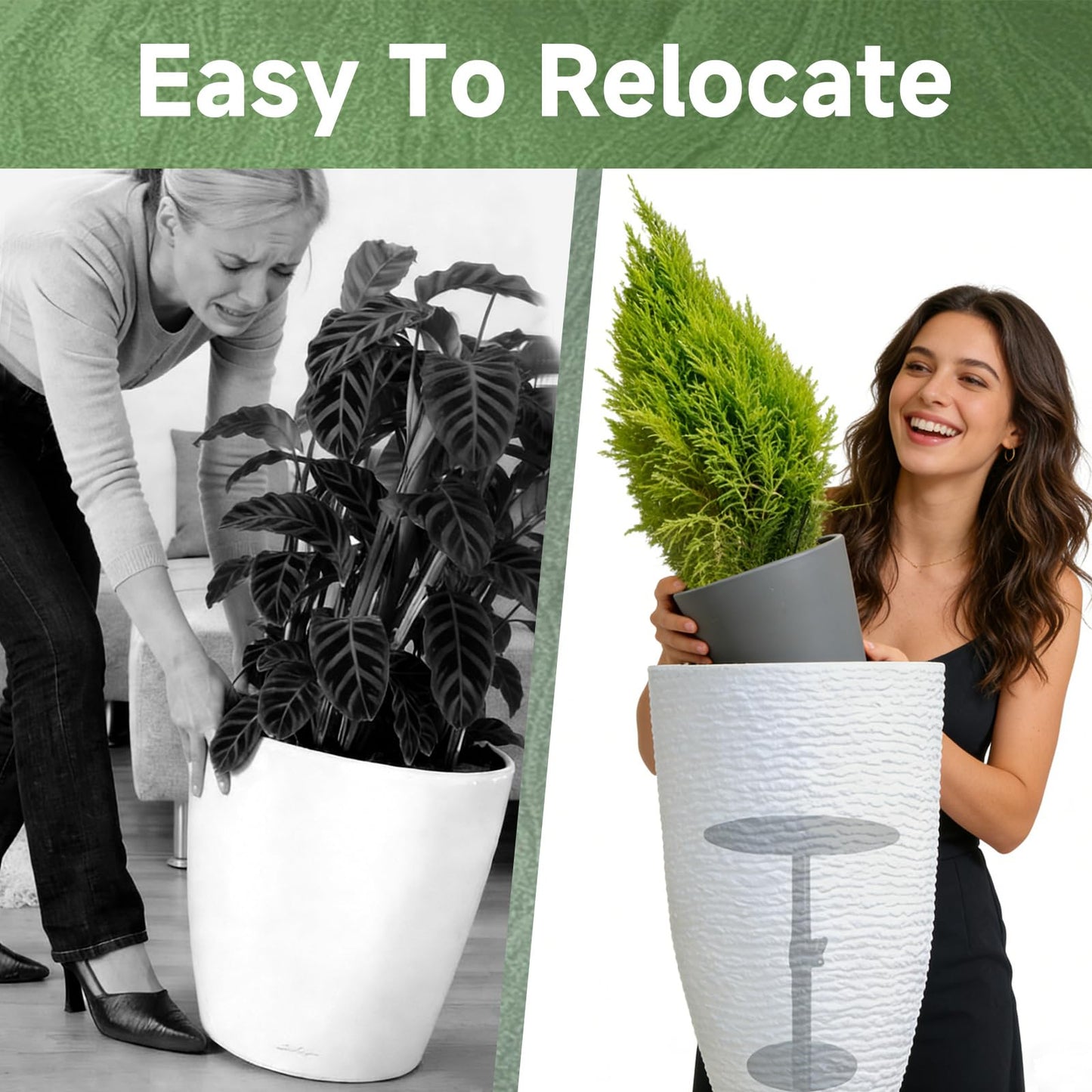 Risirica Adjustable Plant Risers for Inside Pots,17-32" Adjustable Pure Iron Planter Inserts, Planter Risers Insert Filler for Large Pots,Indoor & Outdoor Insert with 8-10” Top & 6-10” Base