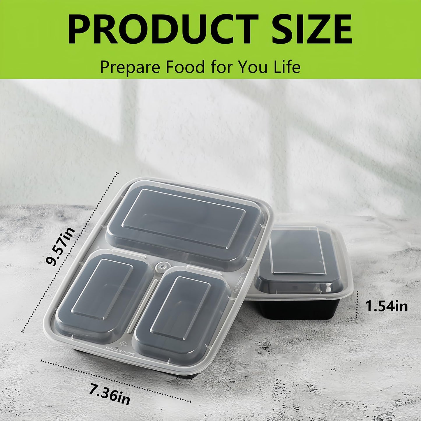 NutriBox 32oz Meal Prep Containers 3 Compartment Food Container with Lids 15 Pack, Durable Reusable Snack Box Containers, Microwaveable Food Storage Containers Lunch Containers for Women and Men