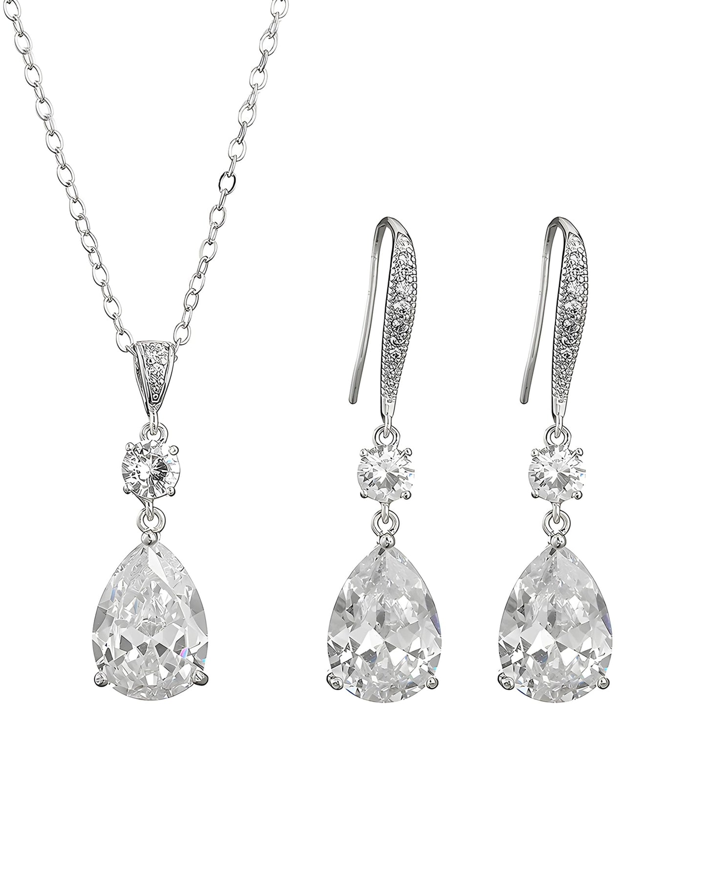 Deerllia Teardrop Necklace Cubic Zirconia Drop Wedding Bridal Pendant Necklace for Women, Gold Plated Copper Brass Micro Inlay CZ Plain Simple Fine Jewelry Gifts Mother's Day Valentines