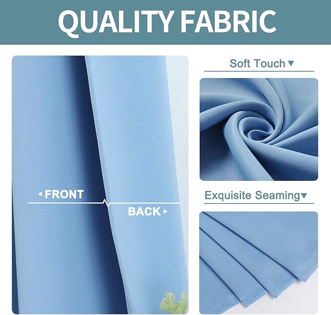 ChrisDowa Room Darkening Curtains 80 Inches Long 2 Panels Set for Living Room, Grommet Thermal Insulated Blackout Curtains for Bedroom (Sky Blue, 52 x 80 Inch)