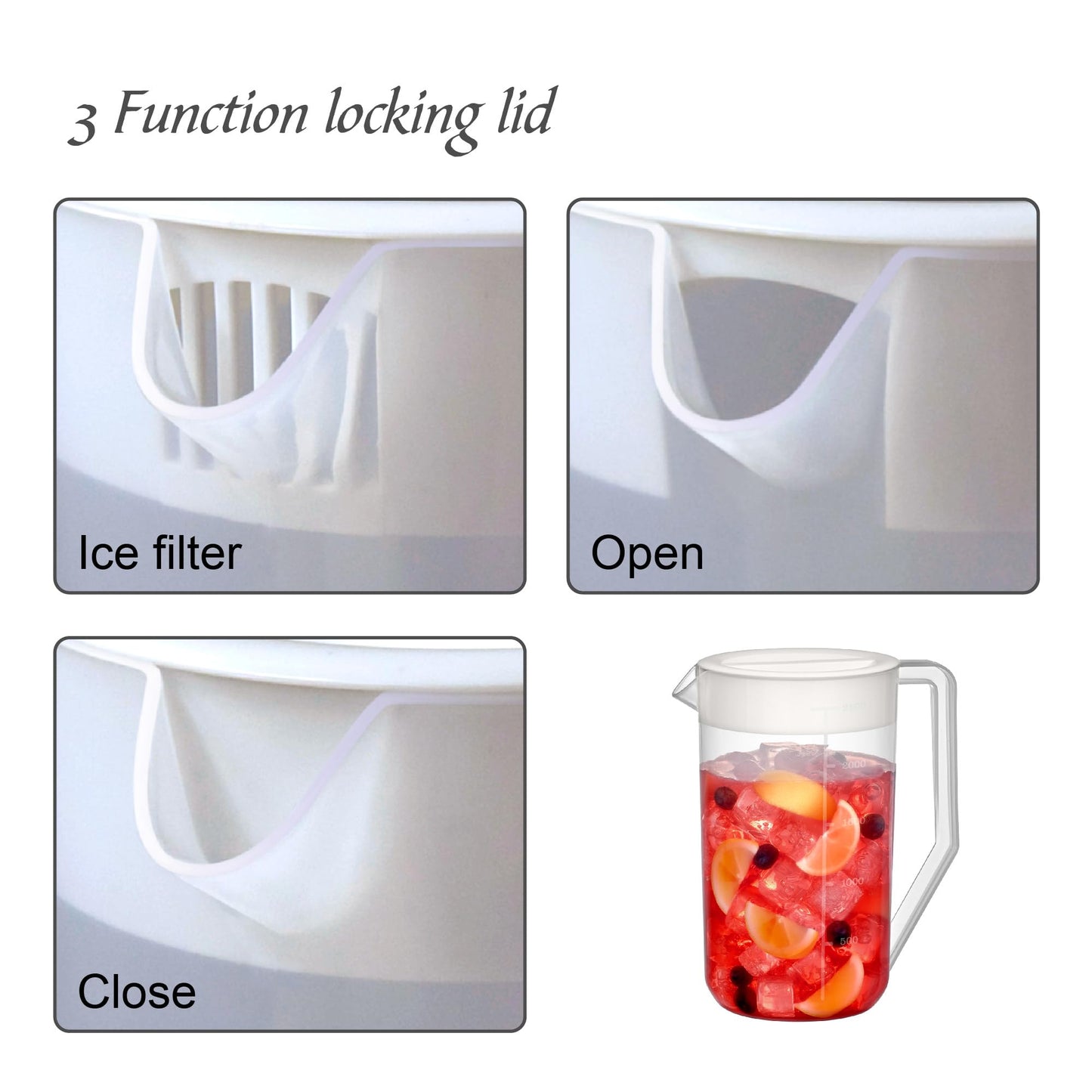 Amazing Abby - Kitchen Party - 2-Quart Plastic Pitcher (1-Pack), Unbreakable Water Pitcher with Lid, BPA-Free, Heat-Resistant, Dishwasher-Safe, Great for Both Iced and Hot Drinks, Indoors and Outdoors