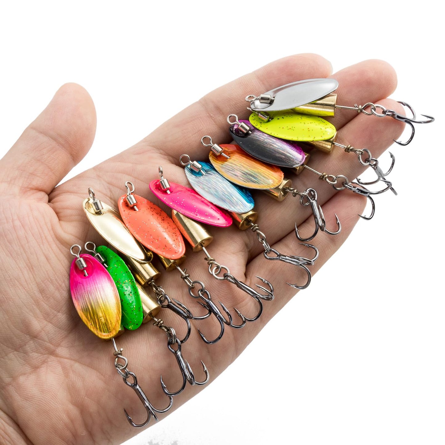 Dr.Fish 10 Pack Fishing Spinner Trout Spinner Spinnerbait Trout Lures Kits Inline Blades Bass Crappie Salmon Panfish Walleye Lures Freshwater Stream 1/4oz