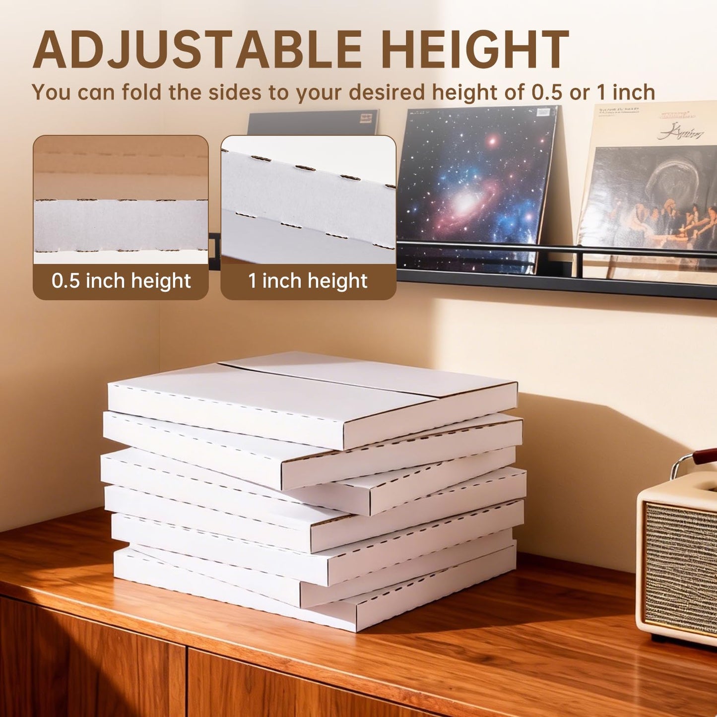 JxyHauteresce 22-Pack Vinyl Record Mailers - 12.6x12.6x1 Inch Vinyl Record Shipping Boxes for LP Records, Photos & Stamp Collection (22) Vinyl Mailers