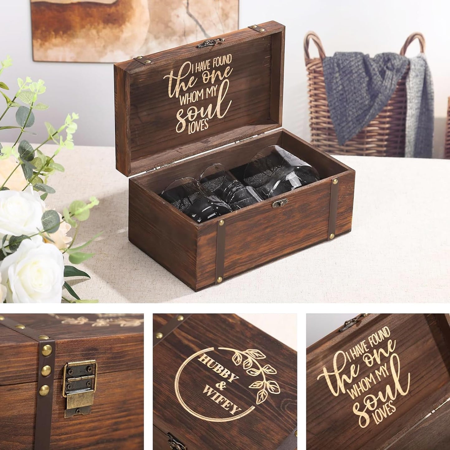 Hubby & Wifey Wedding Keepsake Box Set, Bridal Shower Gifts,Unique Wedding Engagement Gifts for Couples Mr Mrs Storage Gift Box,Newly-Married Gift【2026】