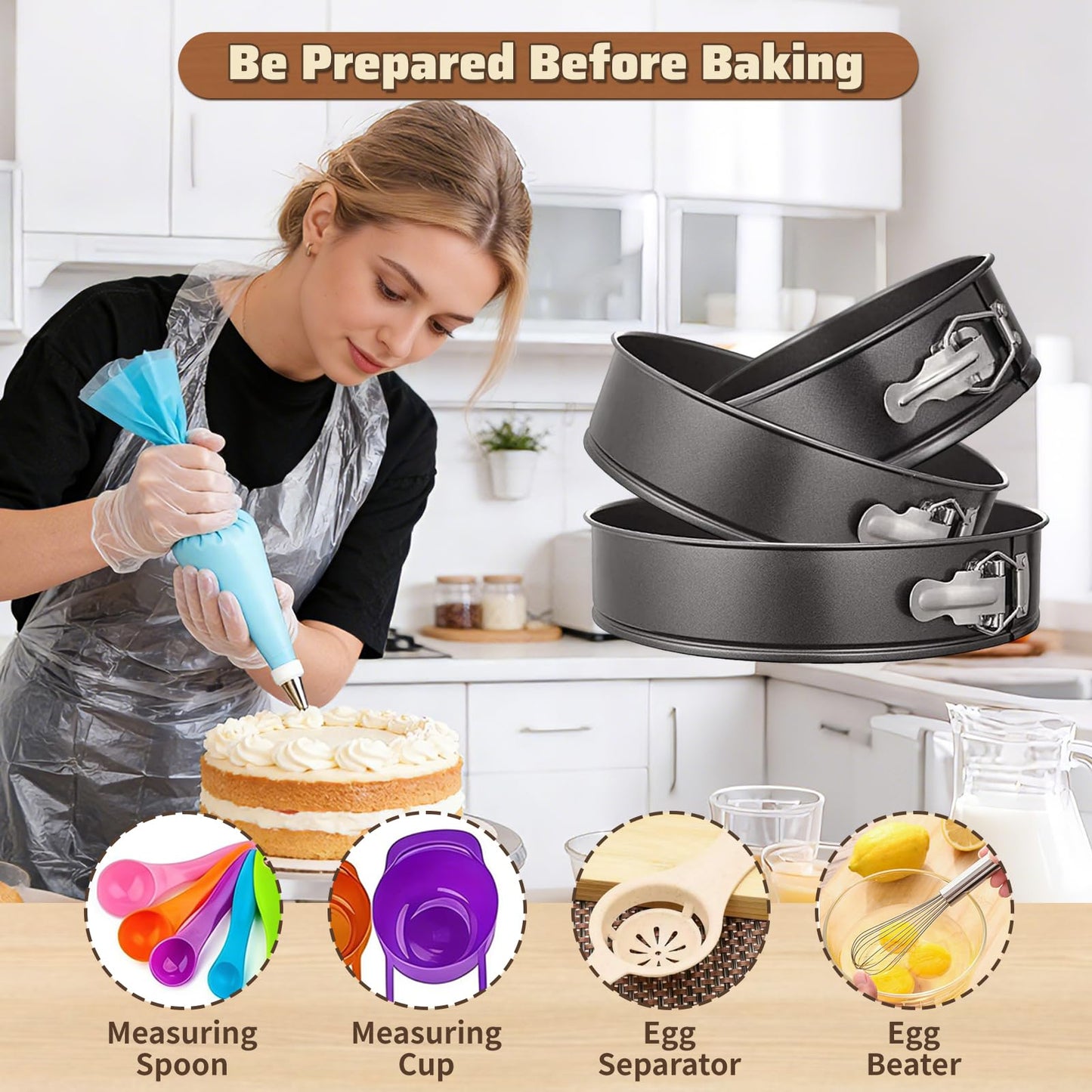 720PCS Cake Decorating Kit with Baking Supplies - Cake Turntable for Decorating with Baking Pans, Leveler, 24 Numbered Piping Tips, 2 Spatulas, Fondant Tools, Video Course, Pattern Chart & More