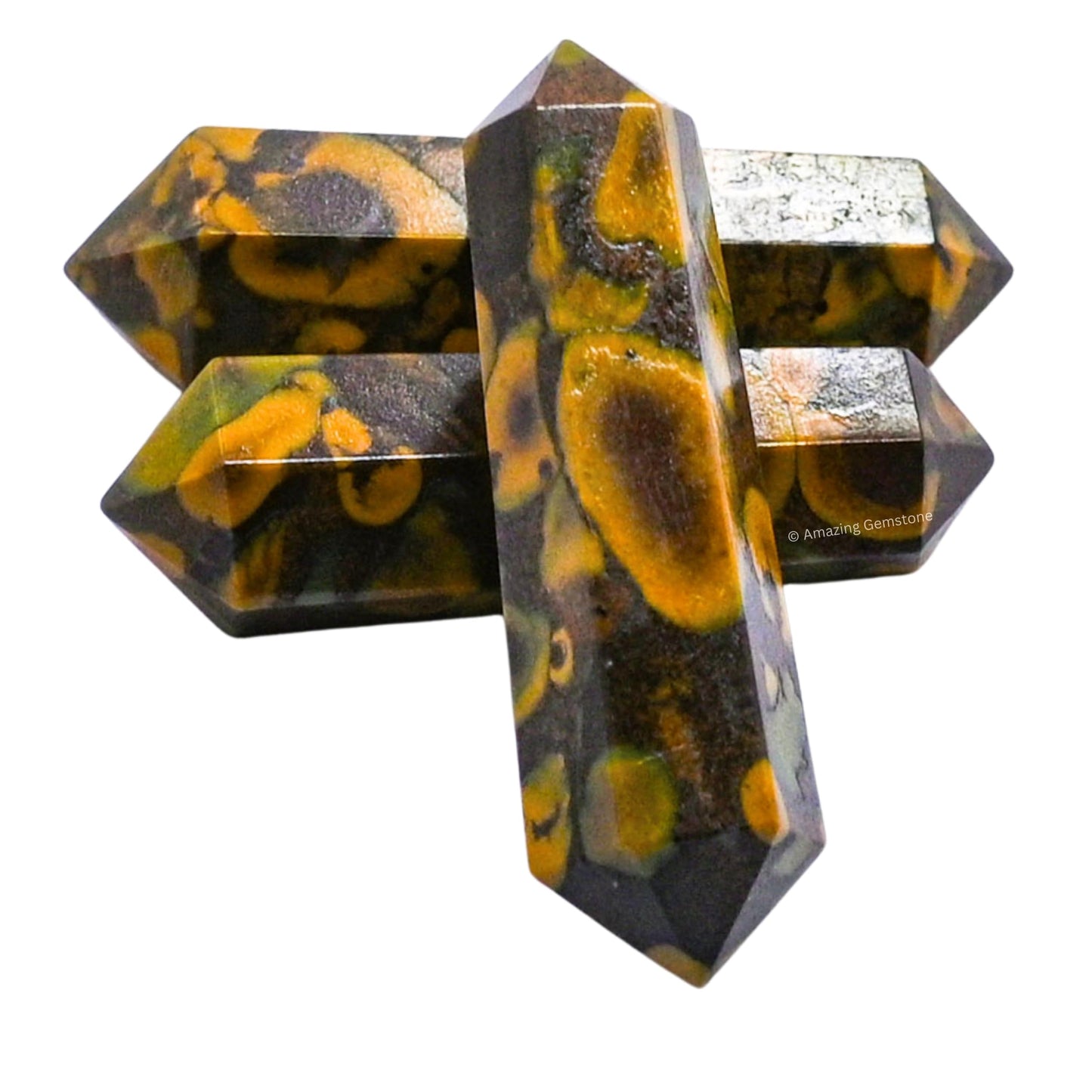 Amazing Gemstone Fruit Jasper Crystal Points Bulk Healing Crystals - Pack of 3 Double Terminated Healing Wand Point Bulk Crystals for Crafts,Crystal Grid,DIY Work - Premium Crystals - Beginners Gift