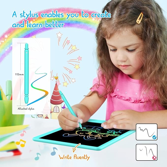 LCD Writing Tablet Doodle Board, Colorful Drawing Pad, Electronic Drawing Tablet, Drawing Pads,Travel Gifts for Kids Ages 3 4 5 6 7 8 Year Old Girls Boys (10.5 inch, Blue&Orange)