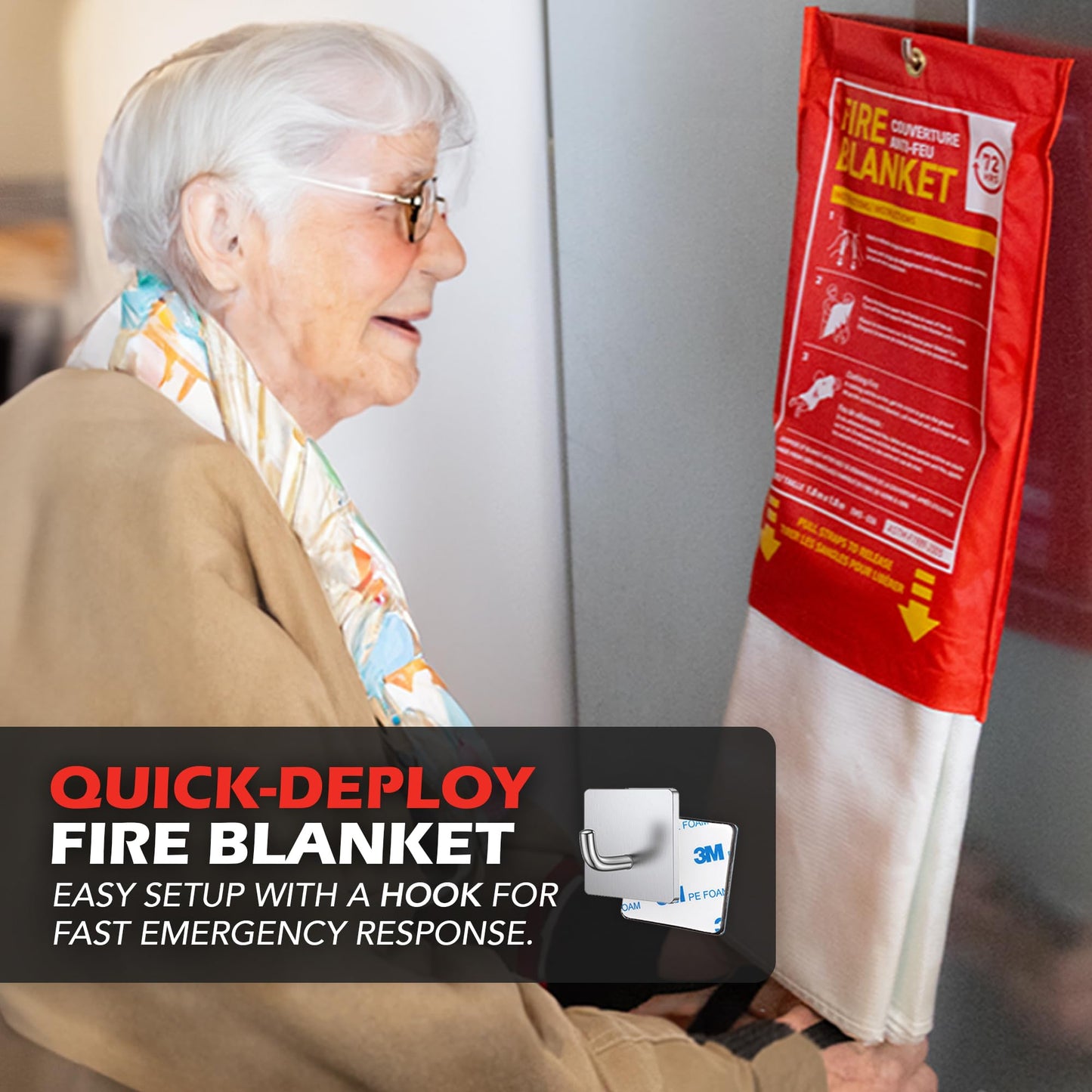72 HRS Emergency Fire Blanket 40"×40" – Fire Safety Tool for Home, Kitchen, Camping, Survival | Fire Extinguisher Alternative for Grill, Welding, Fire Pit