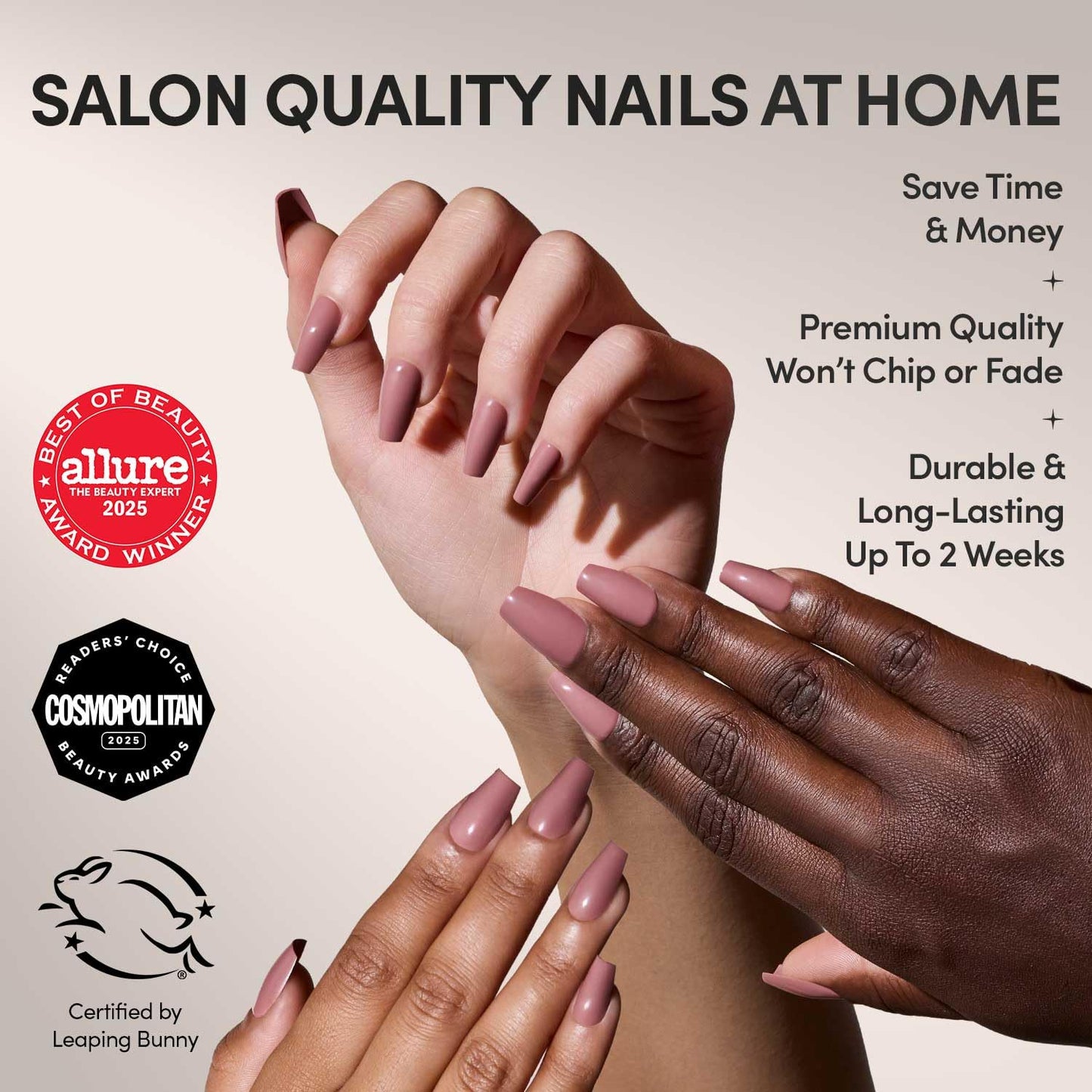 Glamnetic Press-On Nails Bundle - Mauve Affair & Fall Mauve | 2 Muted Purple Fake Nails in Medium Coffin & Short Oval | Durable, Salon-Quality Nail Kits
