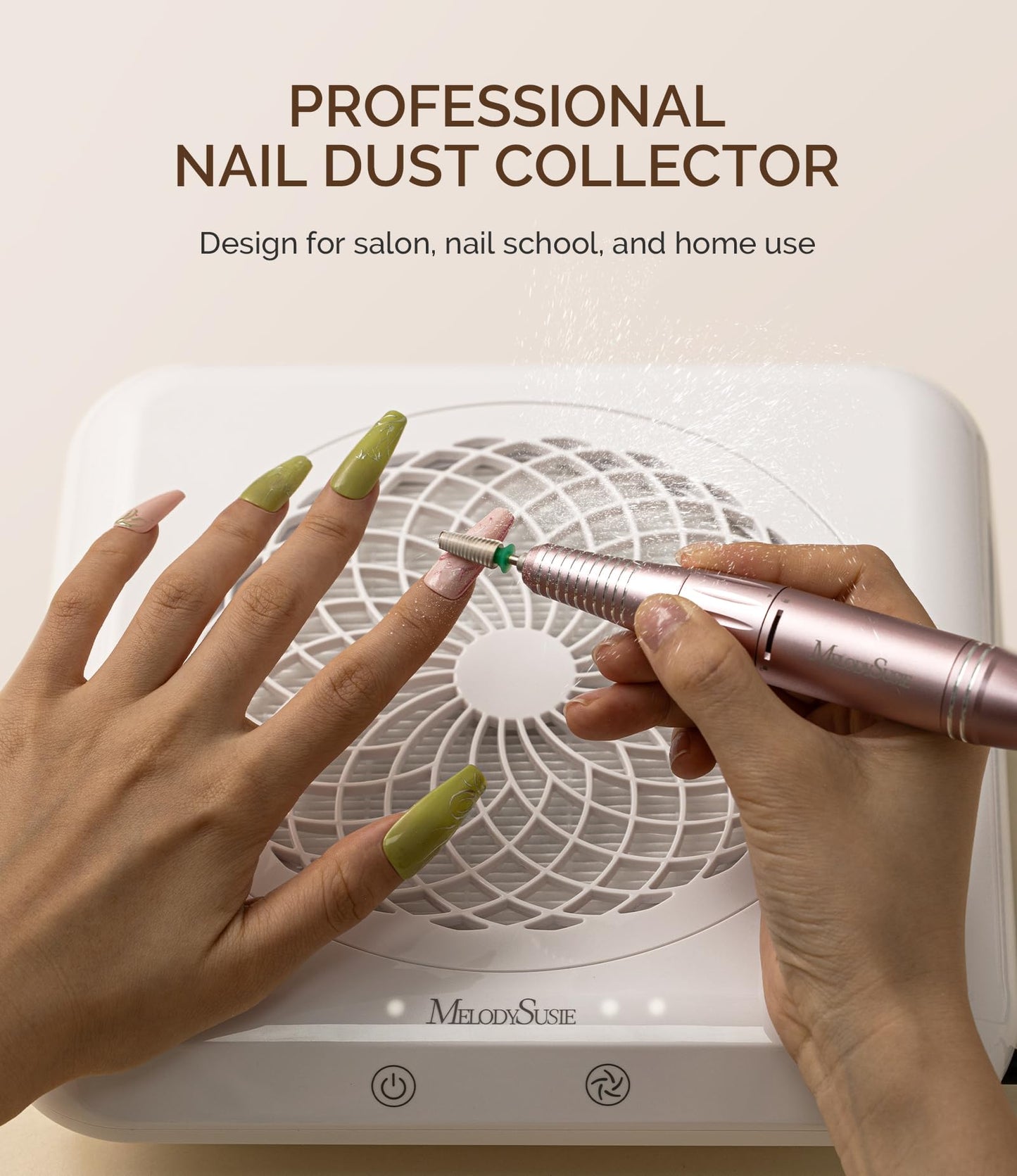 MelodySusie Professional Nail Dust Collector MelodySusie Press-On Nails Short Square White French Tips