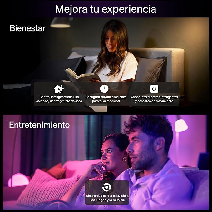 PHILIPS Hue Essential Starter Kit: Hue Bridge, 2 Essential E26 Smart Bulbs, White & Color Ambiance, 2200K-6500K, Dimmable LED Bulbs, Works with Alexa, Google Assistant, Samsung SmartThings, Apple Home