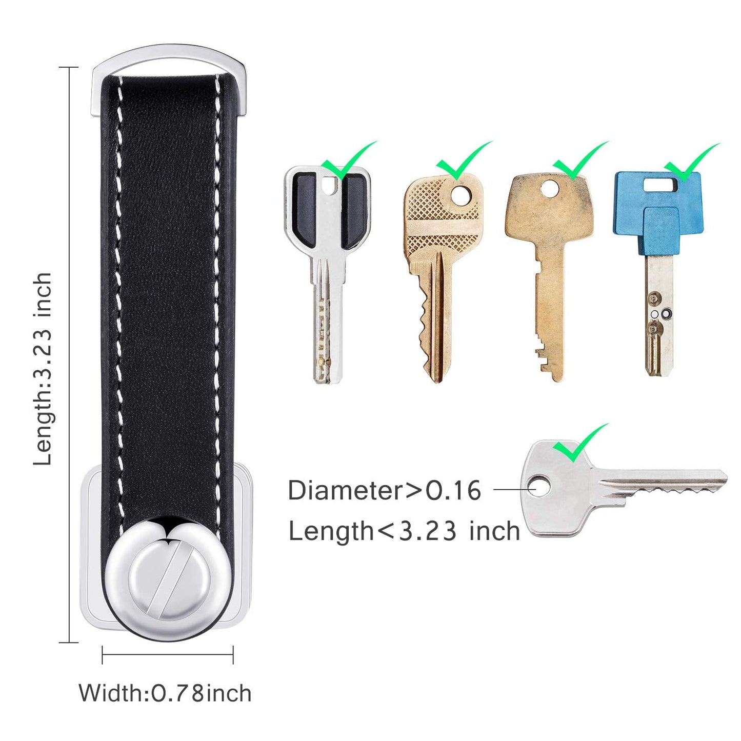 2 Sets Leather Key Organizer Compact Folding Pocket Key Holder up to 16 for Mens Father's Day Gift(Black, Brown)