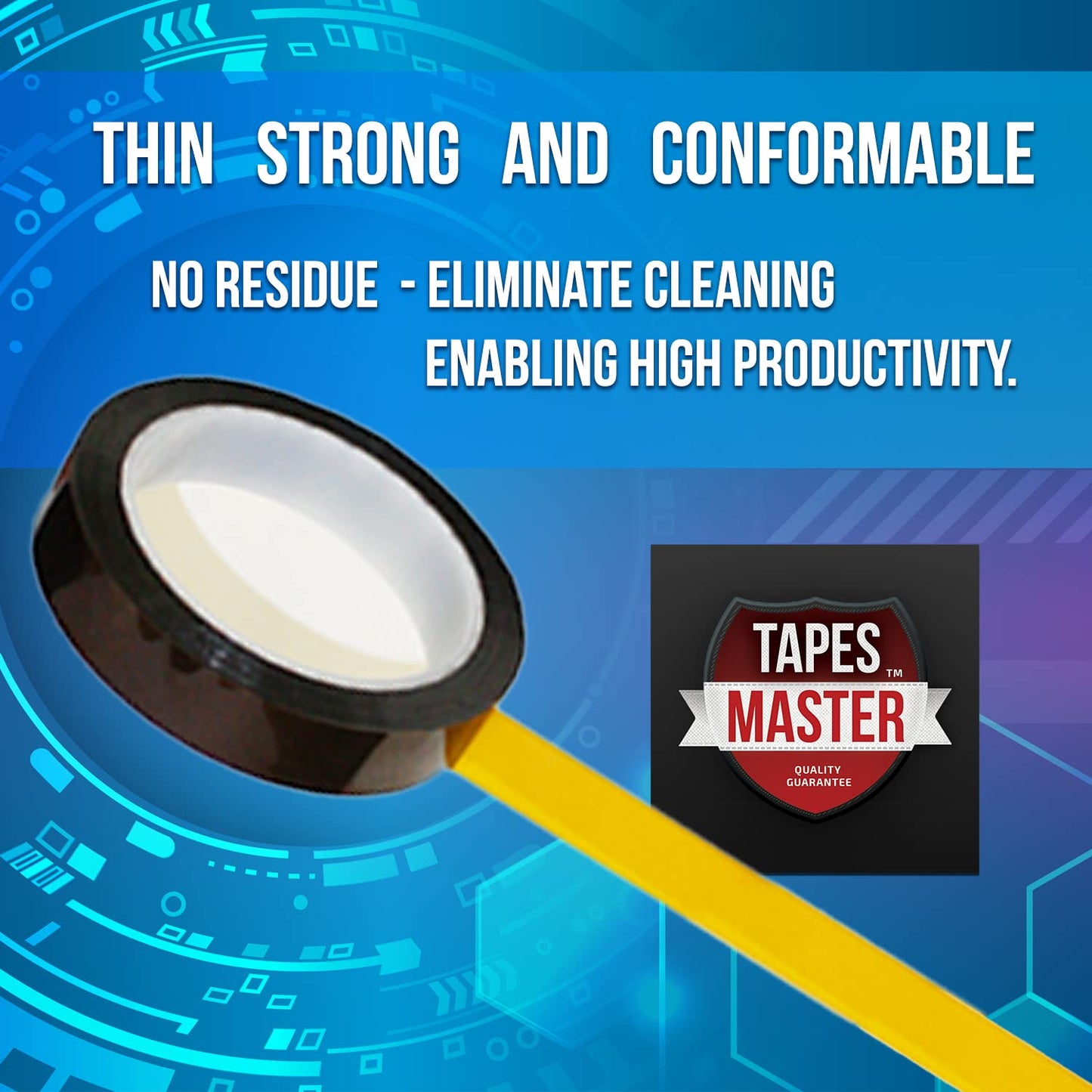 Tapes Master 5 Rolls - 1/2" x 36 Yds1 Mil Polyimide High Temperature Heat Resistant Heat Transfer Thermal Electrical Insulation Tape