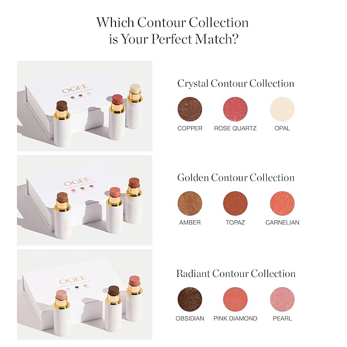 Ogee Face Stick Trio - Golden Contour Stick Makeup Collection - Certified Organic Bronzer, Blush Stick, and Highlighter Stick for a Flawless Look