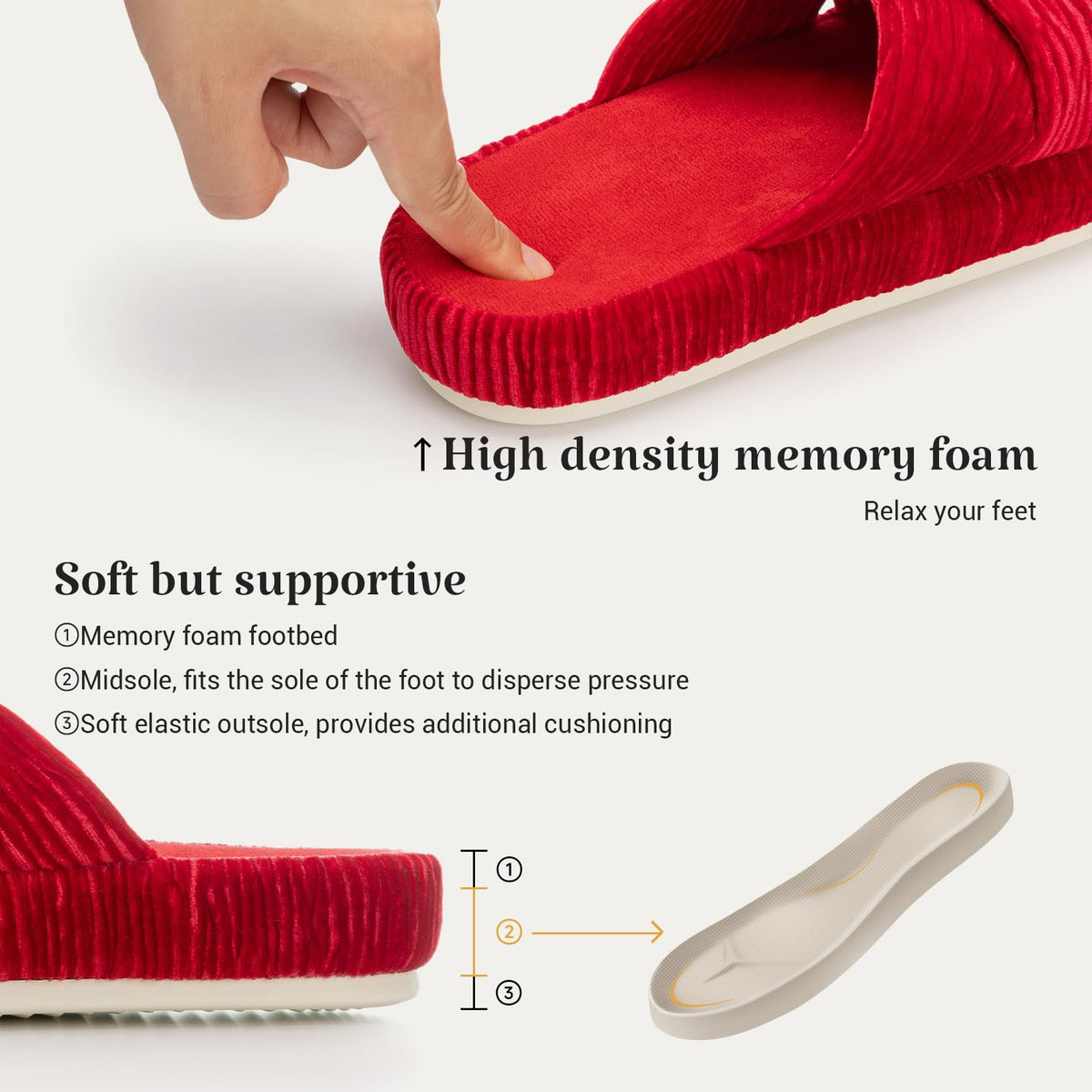 Slippers for Women Memory Foam House Bedroom Bow Crossbands Pearlescent Slipper Shoes Comfy Trendy Gift Slippers Red Size 5 6 5.5
