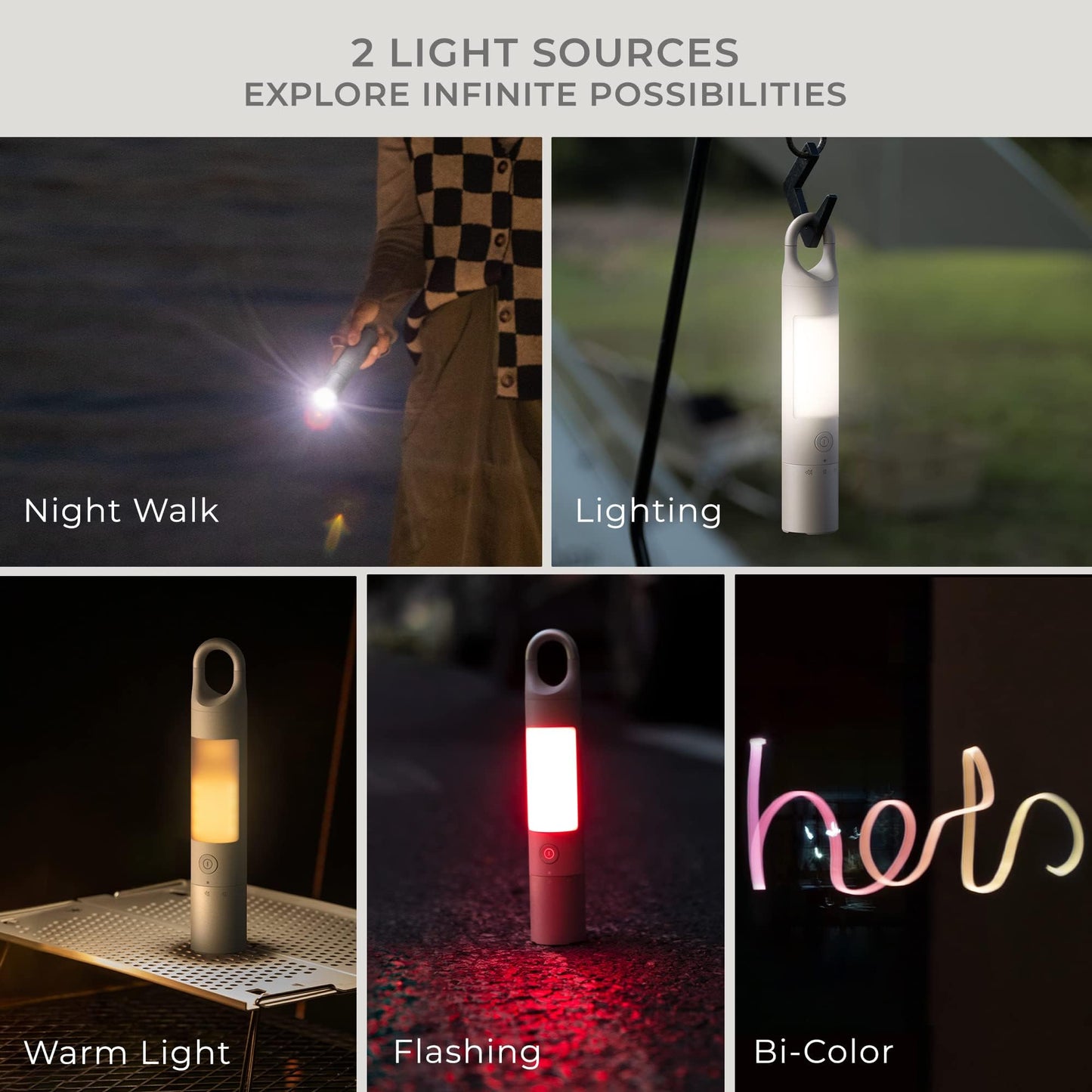 HOTO Flashlight Duo, USB-C Rechargeable, Dual Light Source, Colorful Ambient Light, IPX4 Waterproof, SOS & Strobe, 1000 Lumens, Multifunctional Hanger, Magnetic Absorption, 65h Long-Lasting