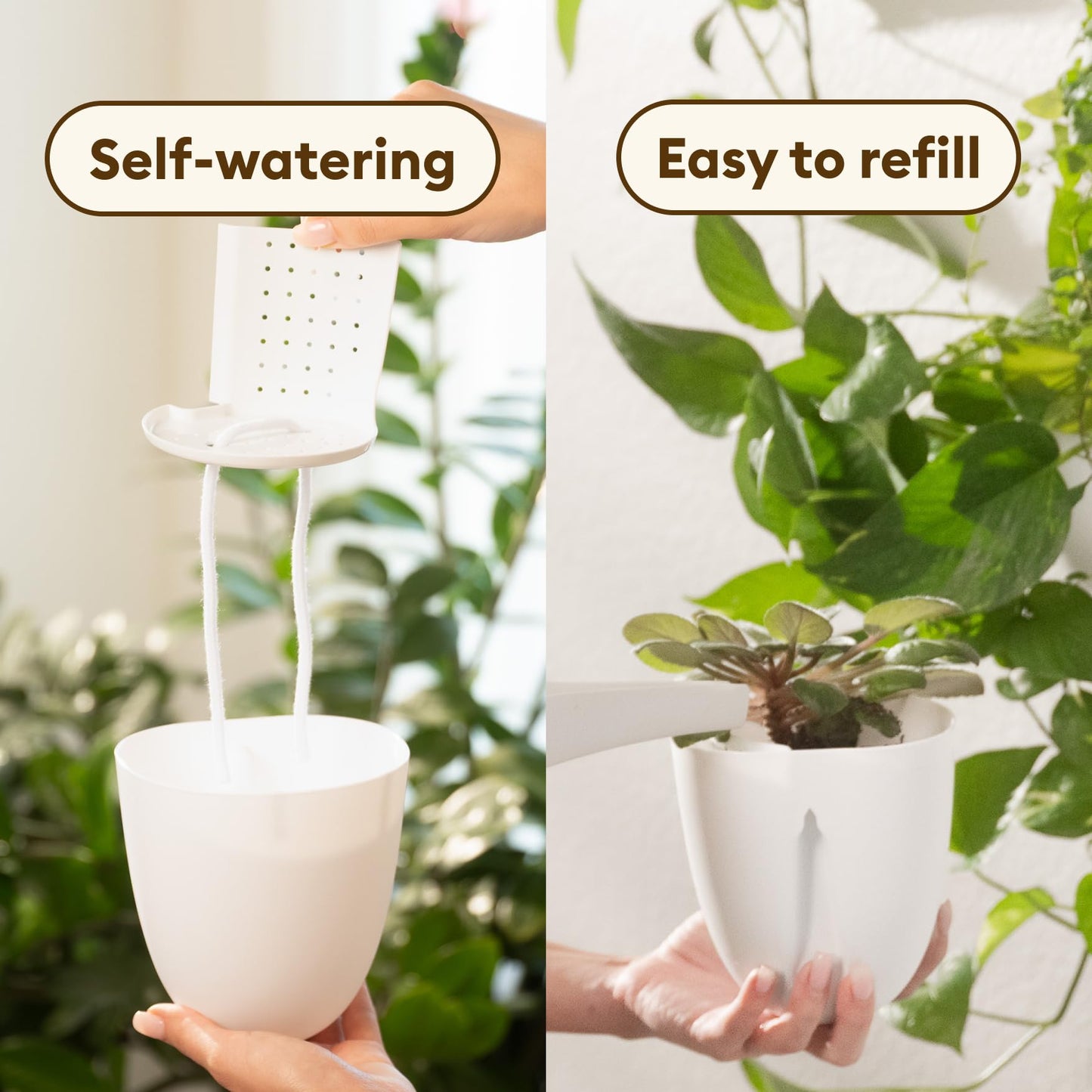 PlantPod Classic - Self-Watering Wall Planters (9, White) - Easy to Water and Install - Lightweight - Design Your Own Vertical Garden - Wall Planters for Indoor Plants