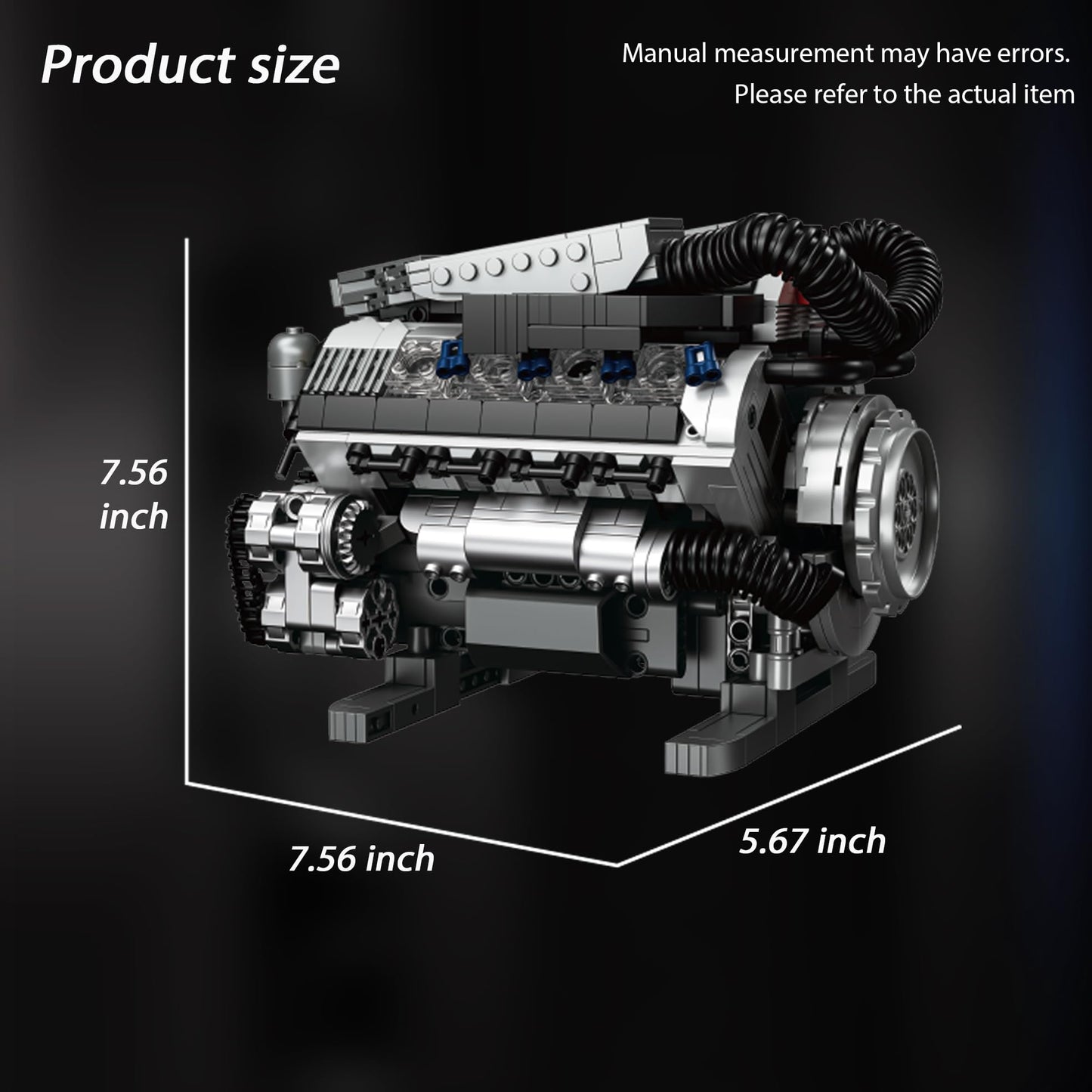 HUNKING Working V8 Engine Model Building Kit, Block-Compatible, Physical Science Experiment STEM Toy, Collectible Ornament and Creative Gift for Teens Aged 14+ and Adults(931 PCS)