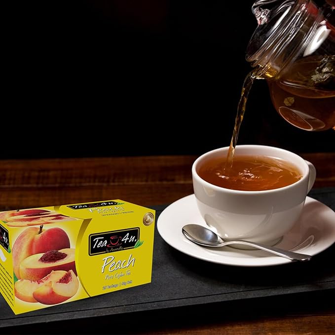 Tea4U Flavored Black Ceylon TeaBags (Peach) - Ideal Quality from Sri Lanka's Finest Leaves and Expertly Blended - 25 Count