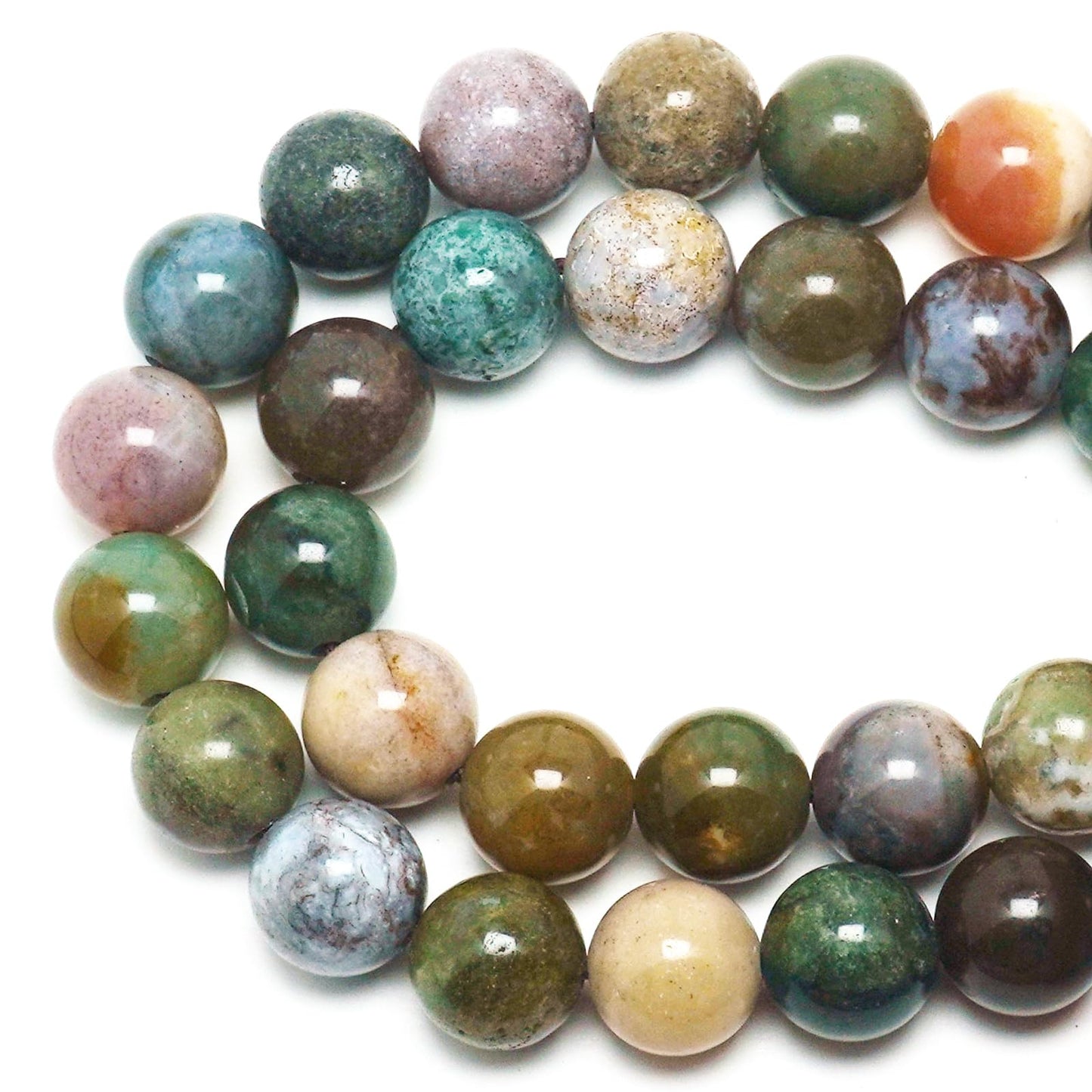 DIQIO Natural Stone Beads Gemstone Beads for Jewelry Making - Indian Agate Beads for Bracelets, 6mm Crystal Round Beads(58-60pcs, 6mm, Indian Agate)