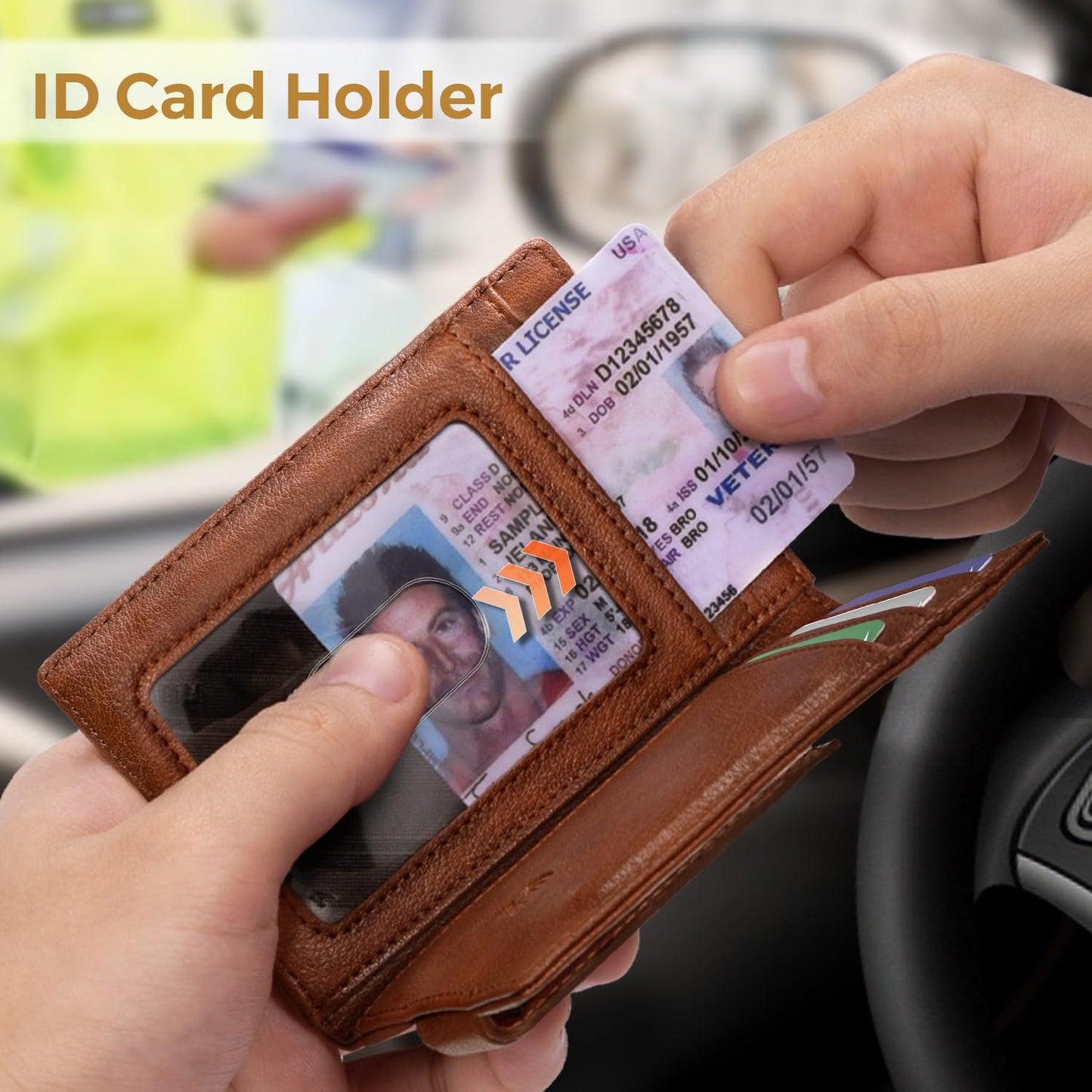 RUNBOX Magnetic Closure Slim Wallet for Men, Leather Front Pocket Wallet Holds 12 Cards, Rfid Blocking Card Wallet with Money Clip, Gifts for men