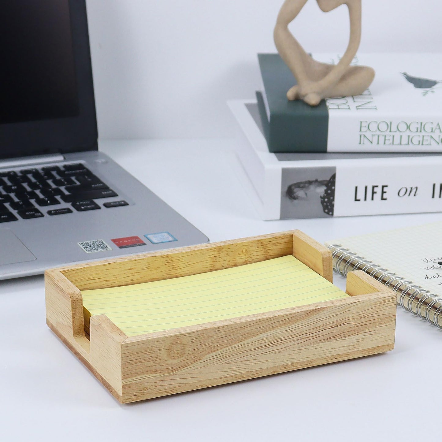 MultiBey Rubber Wood Sticky Note Holder, 4x6 Inch Self-Stick Note Pad Holder Dispenser, Sticky Note Dispenser Memo Holder Case for Office Desk Accessories School Supplies (Rubber)
