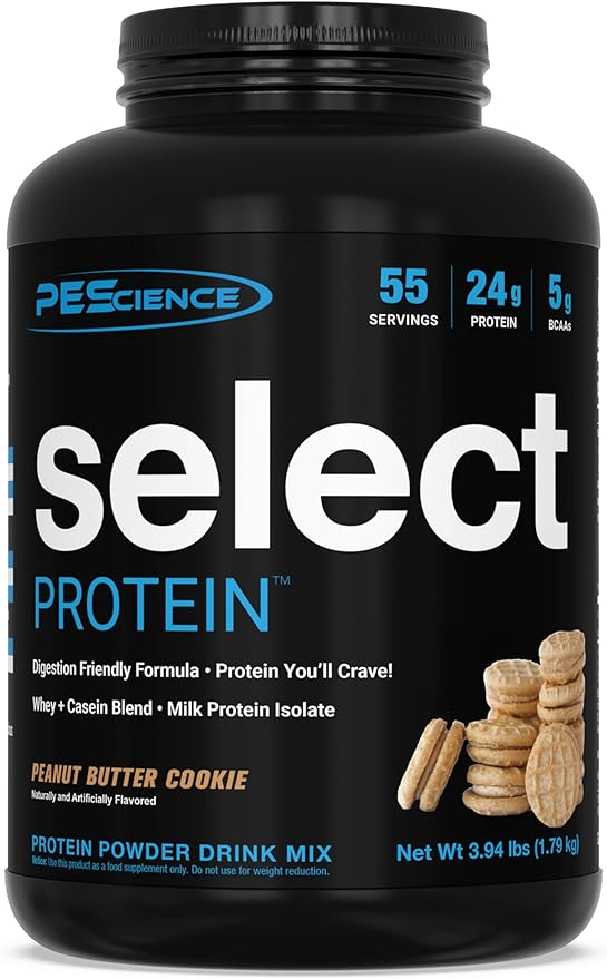 PEScience Select Low Carb Protein Powder, Peanut Butter Cookie, 55 Serving, Whey and Casein Blend, Keto Friendly, Gluten Free, Best Tasting, Clean Isolate for Women and Men
