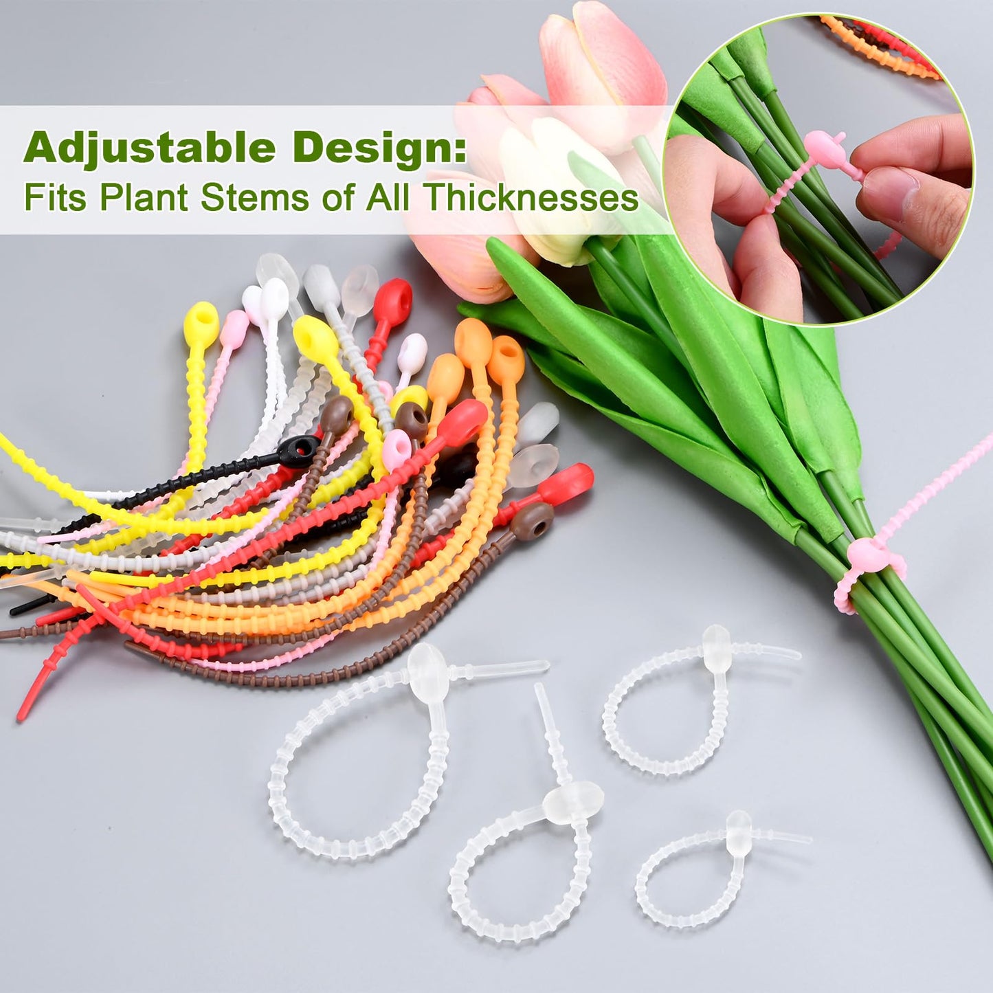 M METERXITY 48-Pack Adjustable Plant Ties, 4.7/5.9/6.7/8.2 Inch Silicone Flexible Multi-Function Garden Twist Tie for Crafts/Gift Wrapping/Gardening Plants, Reusable Support Twine [Red]