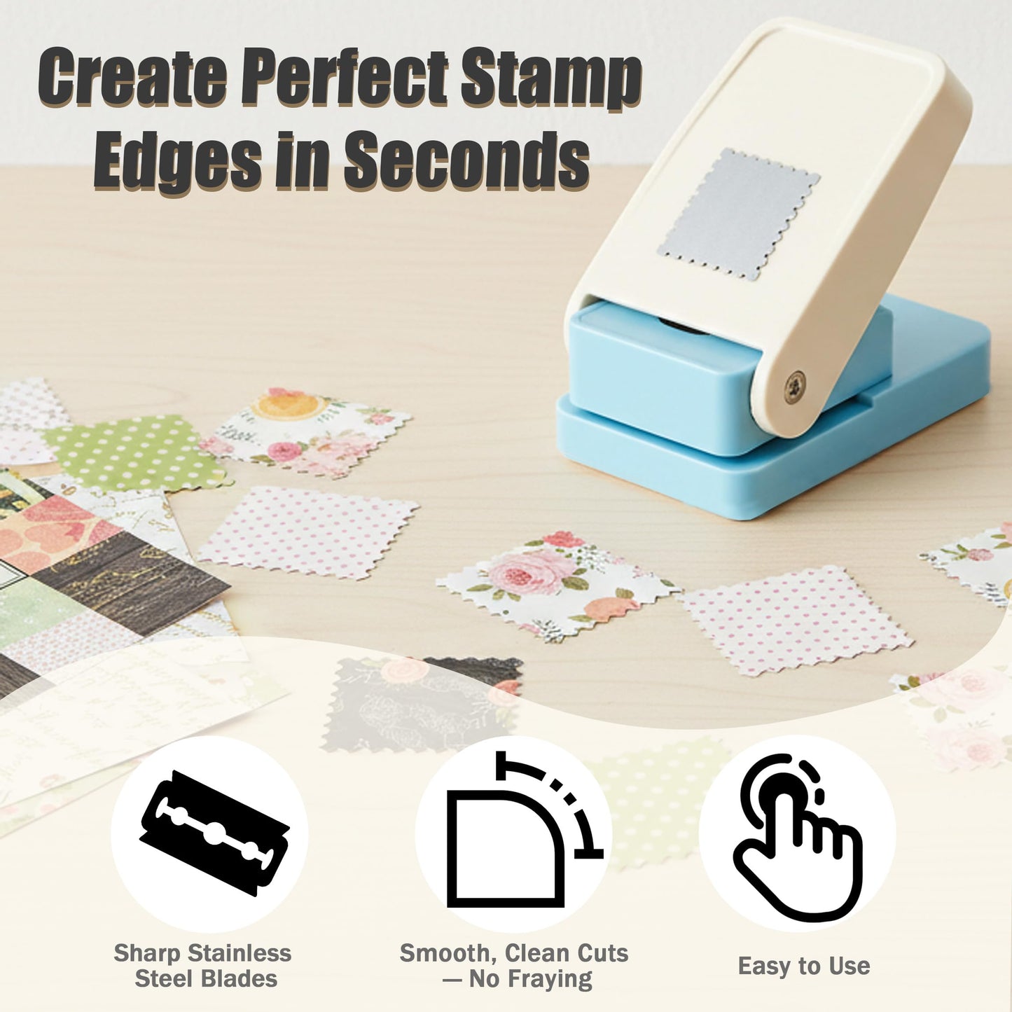 1.5x1.25 Inch Big Stamp Puncher, Rectangular Craft Punch Handheld Lever Punch for Scrapbooking, DIY Cards, Paper Crafting, and Postage Stamp Designs