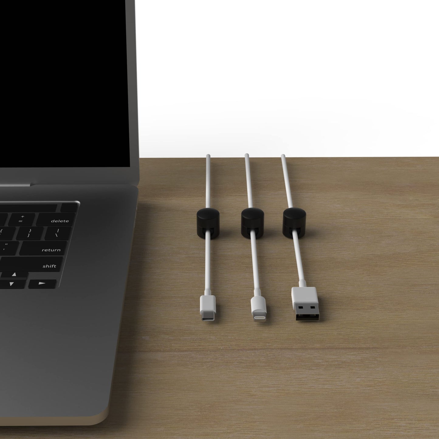 ICONIT Cable Anchors for Desk Organization Black | Premium Aluminum Cord Organizers | Charger + Cable Management Clips for Home & Office | Stylish, Sturdy, & Functional | (3 Pack)