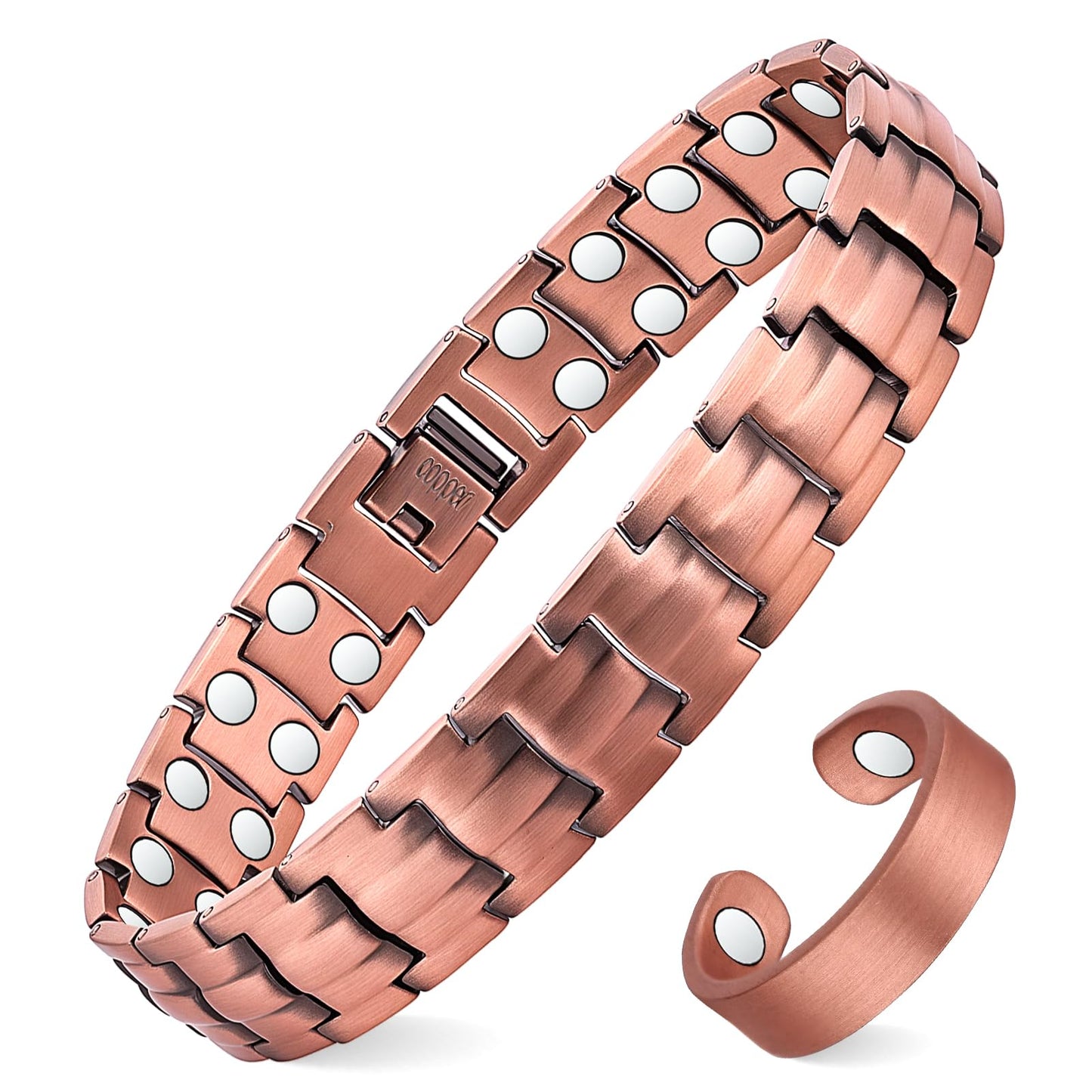 MagEnergy Copper Magnetic Bracelet for Men, 99.9% Pure Copper Bracelet with Double-Row Strength Magnets, Adjustable Jewelry with Sizing Tool