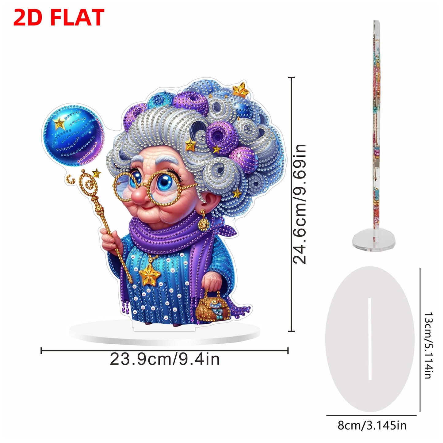 C'eitura DIY Diamond Painting Desktop Ornament - Double Sided Crystal Art Rhinestone Tabletop Decor, Magic Grandma Series Crafts Kit for Adults & Beginners, Home Office Table Decoration Gift, Acrylic