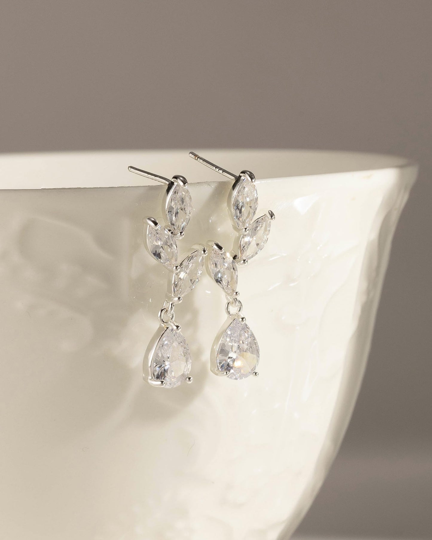 Asdecy 925 Sterling Silver Dangle Earrings for Women Drop Dangle Cubic Zirconia Elegant Prom Bridal Bridesmaid Wedding Dangling Jewelry