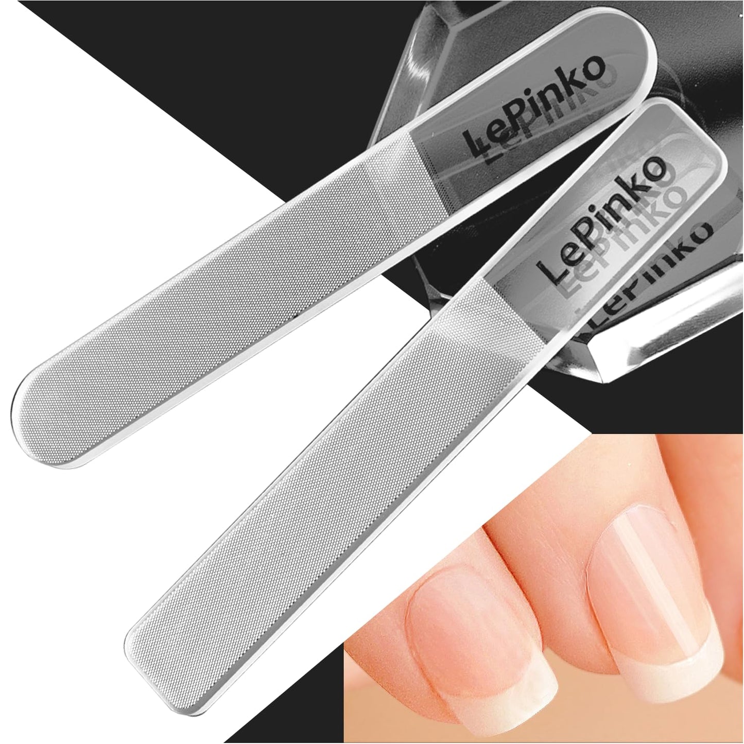 Nano Glass Nail Shiner Kit, Multi-Purpose Nail Buffer for Shaping Buffing and Polishing Natural Nails, Fine Crystal Nail Files Set, Professional Manicure Tools for Home and Salon Use, 2 Pack